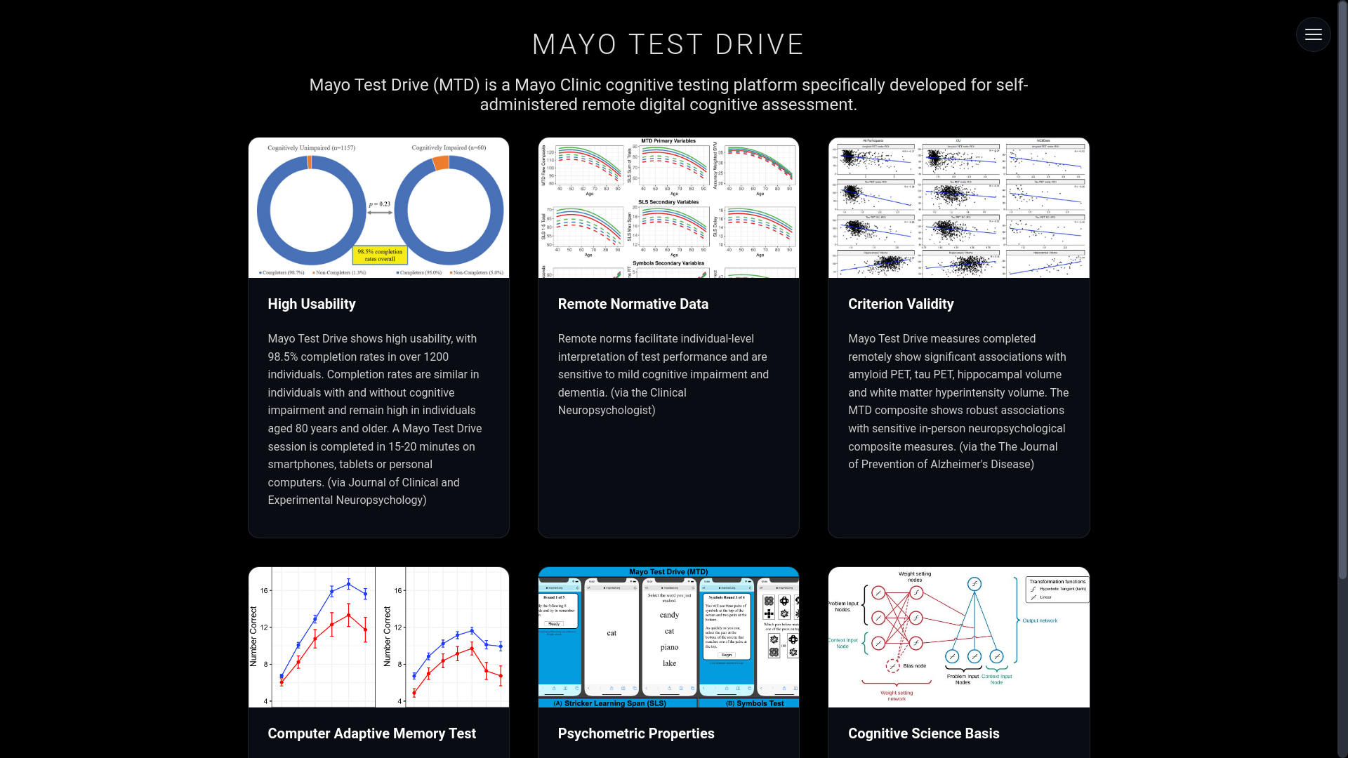 website screenshot of https://mayotestdrive.com/