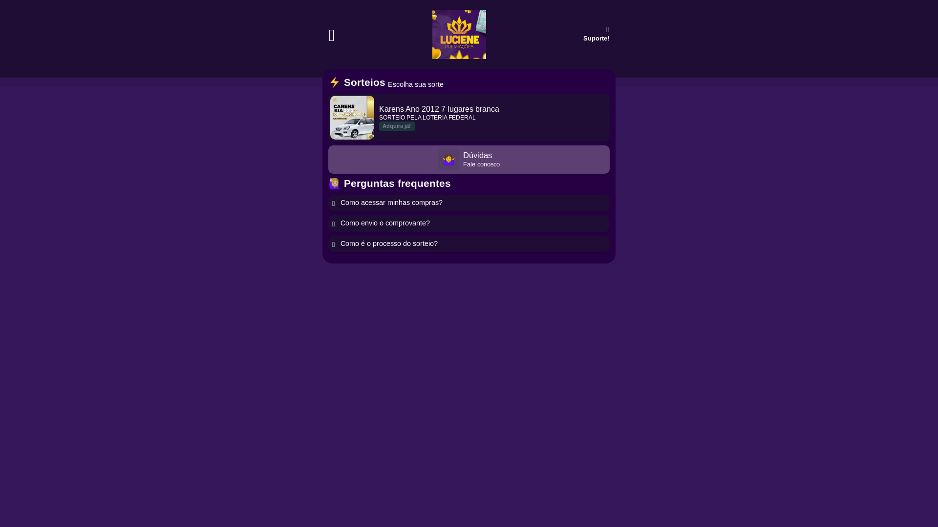 website screenshot of https://lucienepremiacoes.digital/