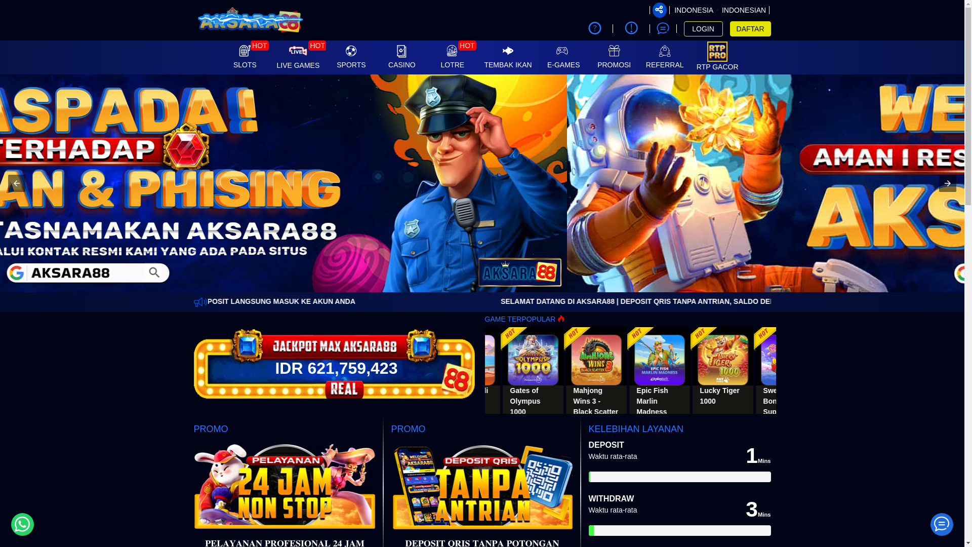 website screenshot of https://aksara88-official.shop/