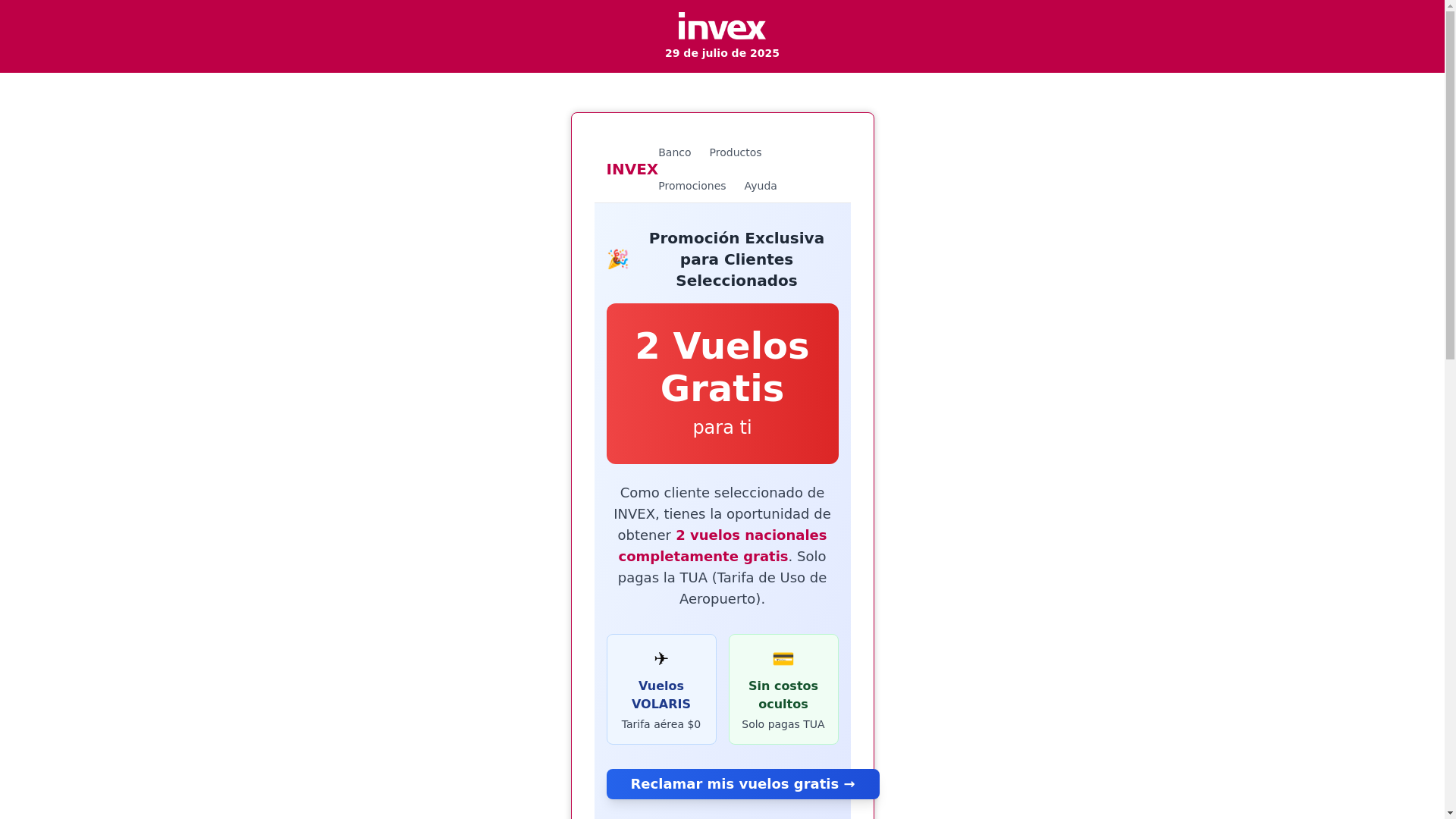 website screenshot of https://promocionexclusiva.onl/