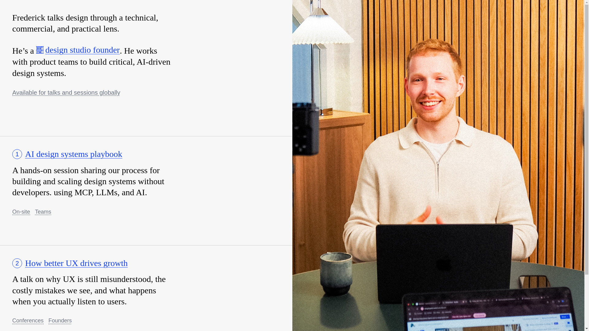 website screenshot of https://fredericktalks.design/