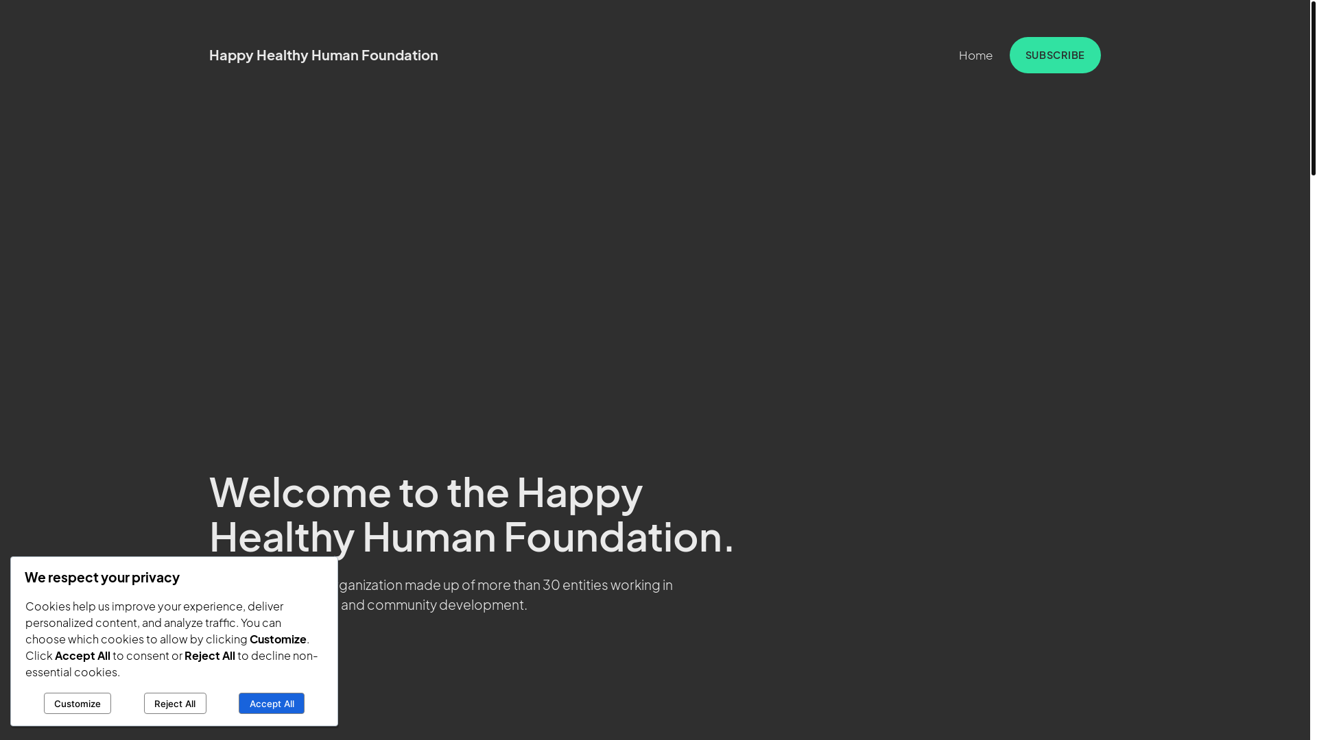 website screenshot of https://happyhealthyhuman.foundation/