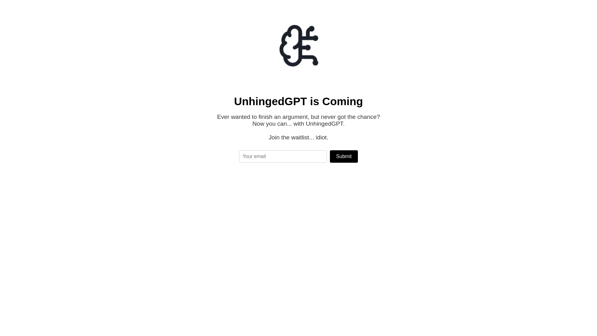 website screenshot of https://unhingedgpt.pages.dev/
