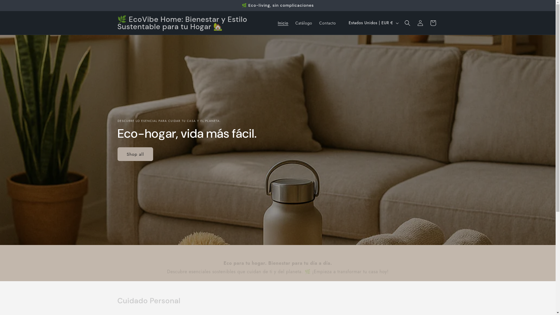 website screenshot of https://ecovibehomebienestaryestilosustentableparatuhogar.com/