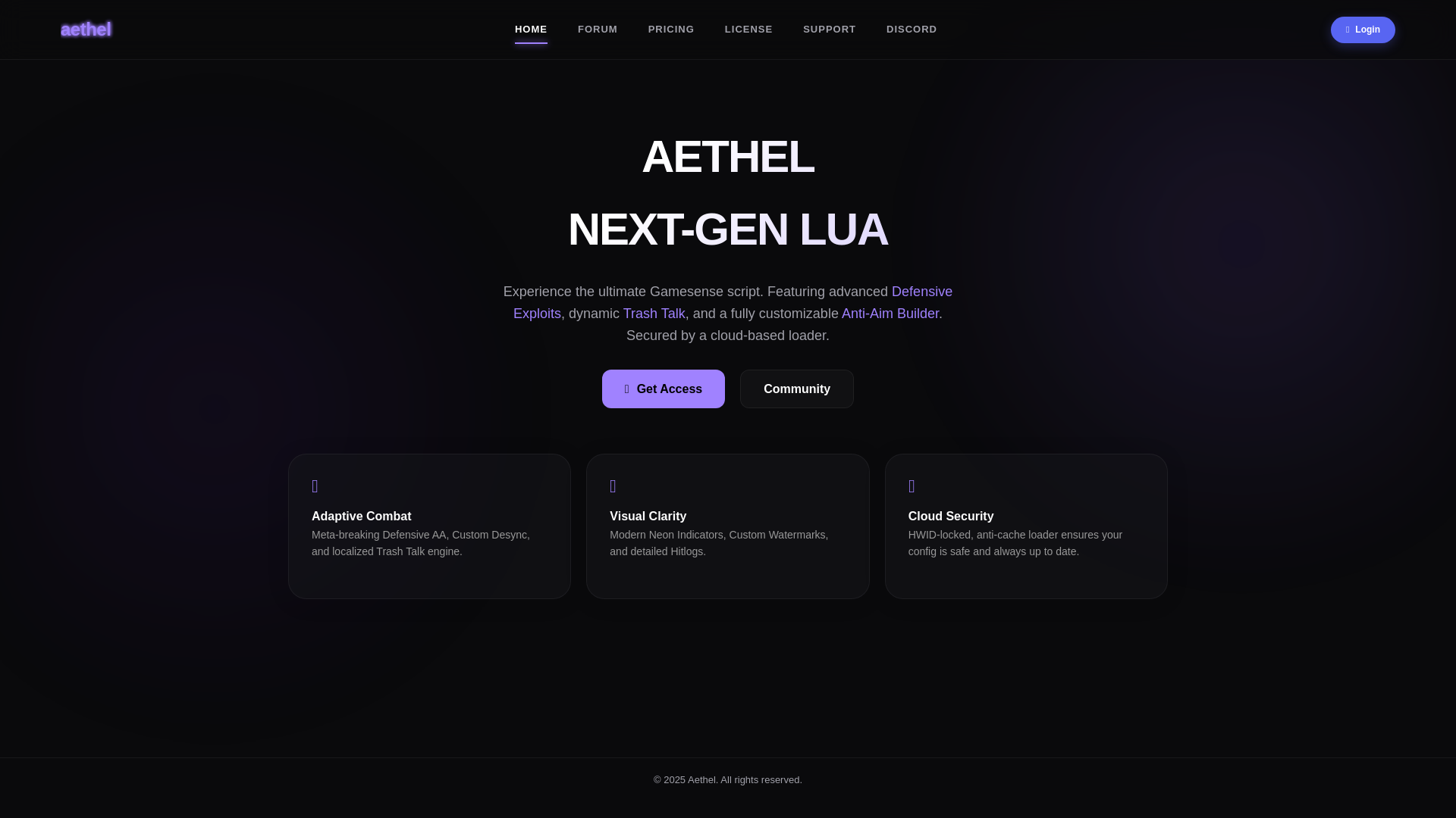 website screenshot of https://aethel.cloud/