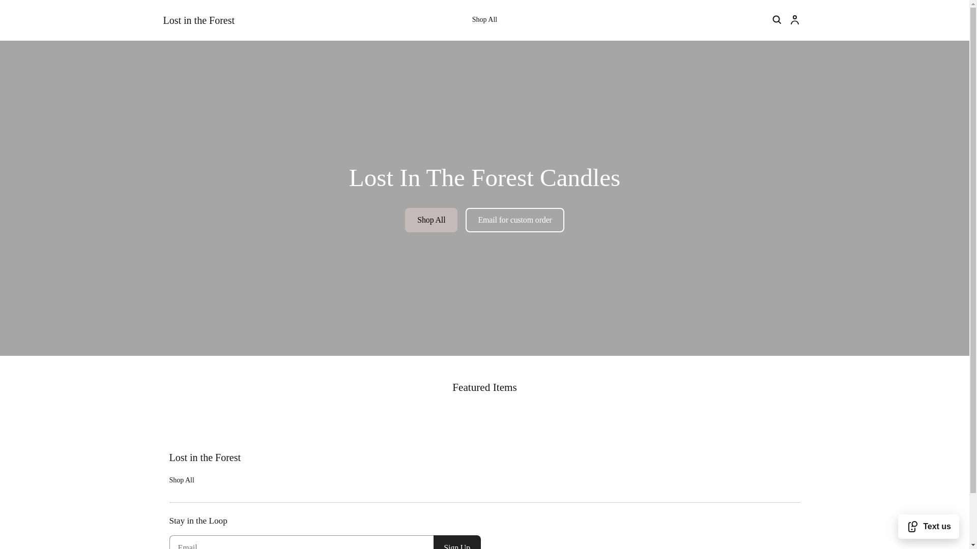 website screenshot of https://lostintheforestcandles.com/