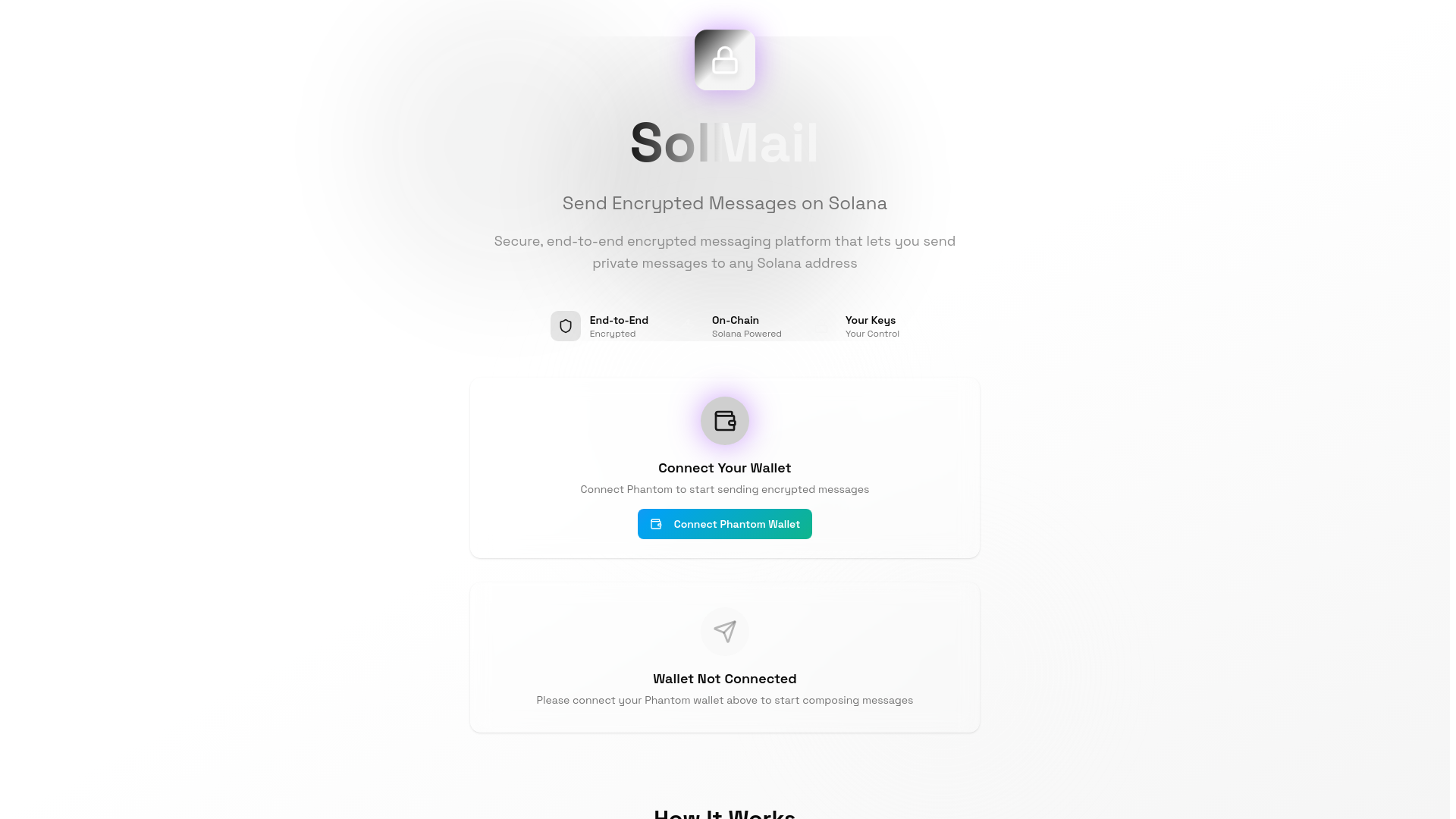 website screenshot of https://solmail.dev/