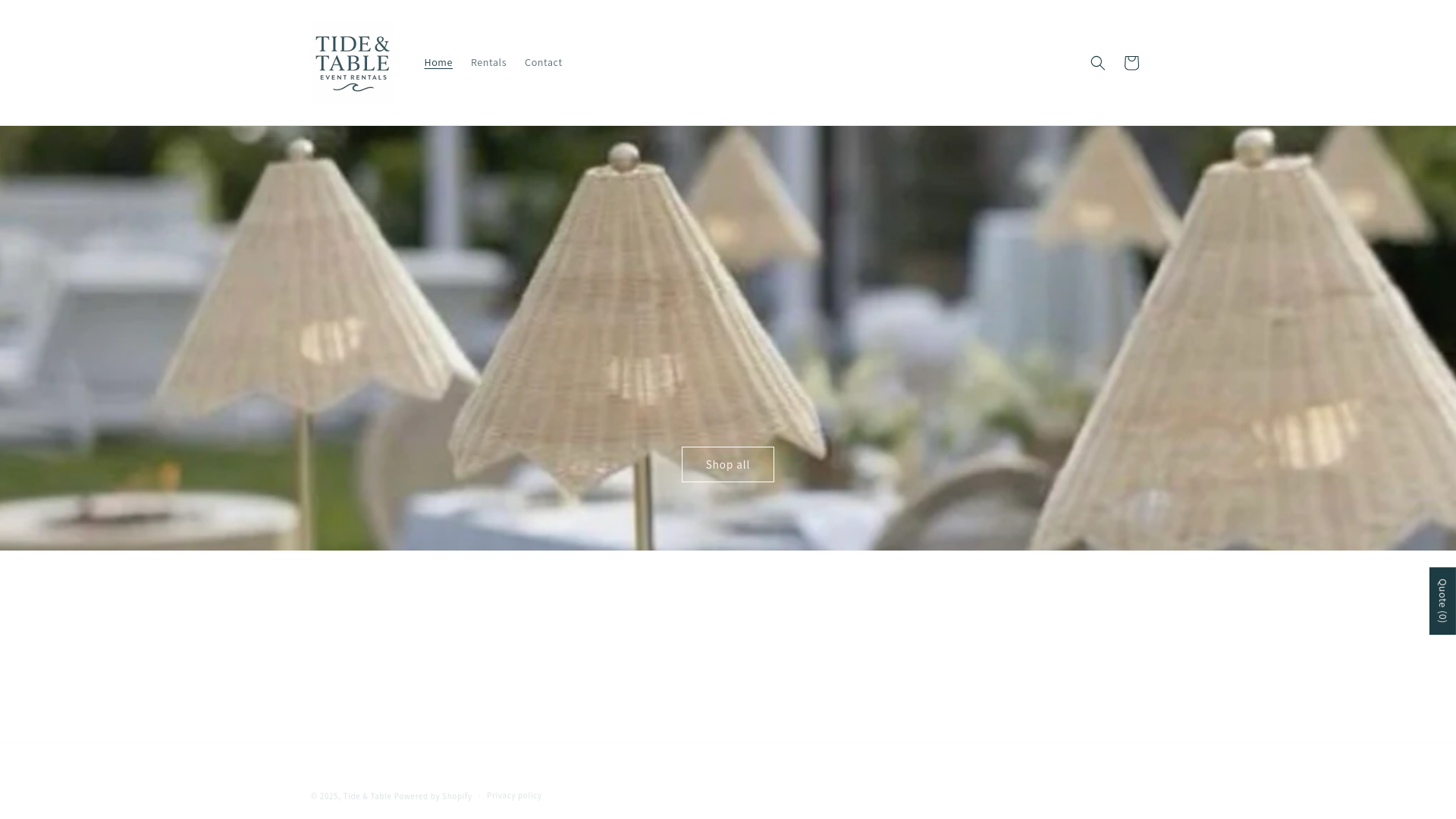 website screenshot of https://tideandtableeventrentals.com/