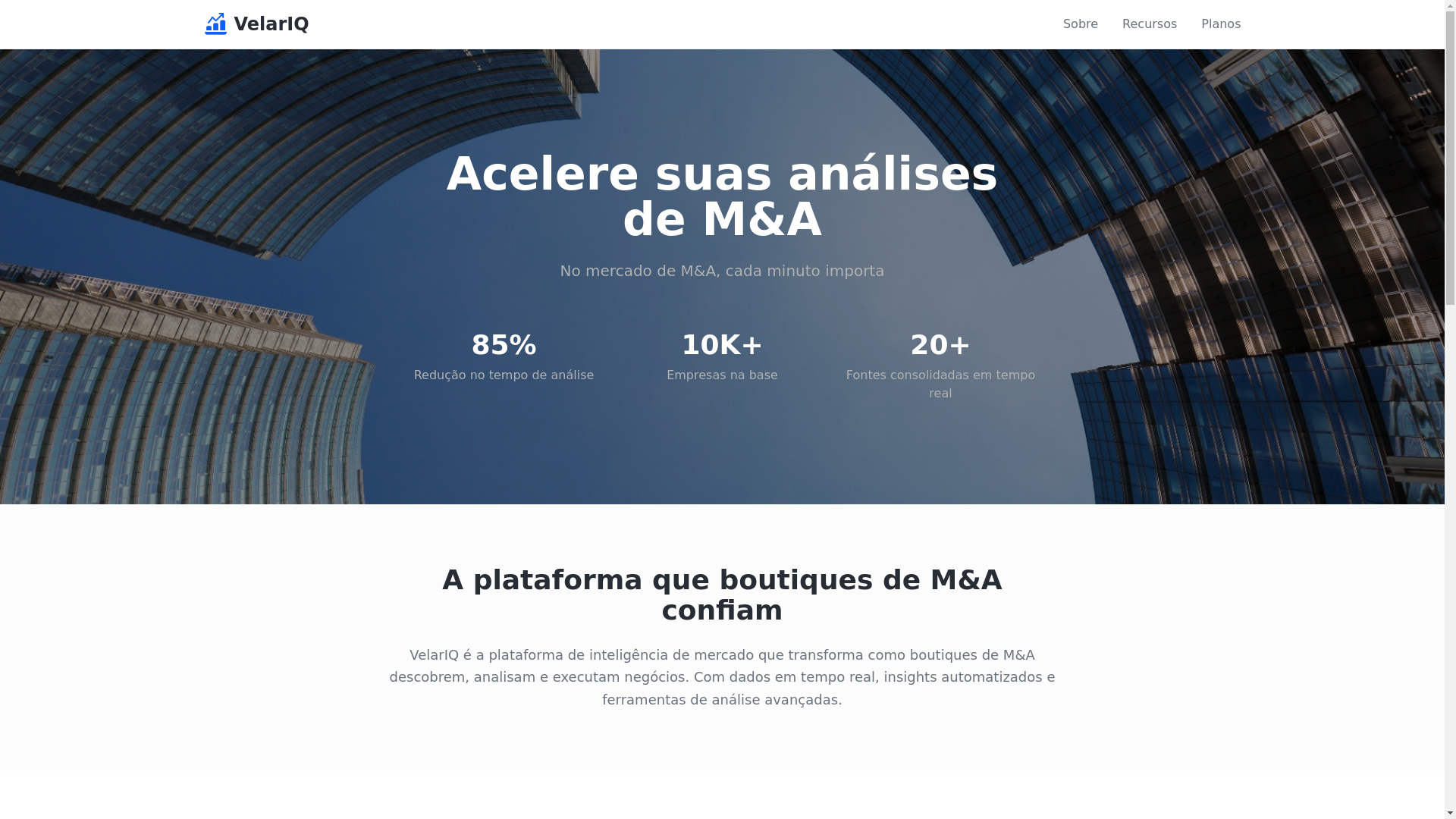 website screenshot of https://velariq.com.br/