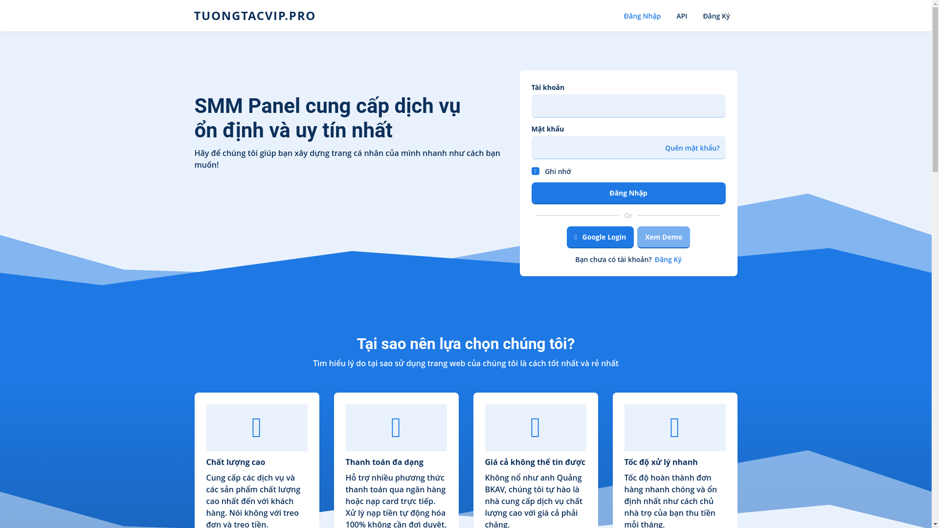 website screenshot of https://tuongtacvip.pro/