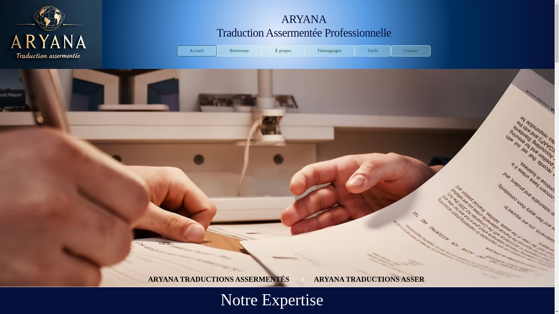 website screenshot of https://aryanatraduction.fr/