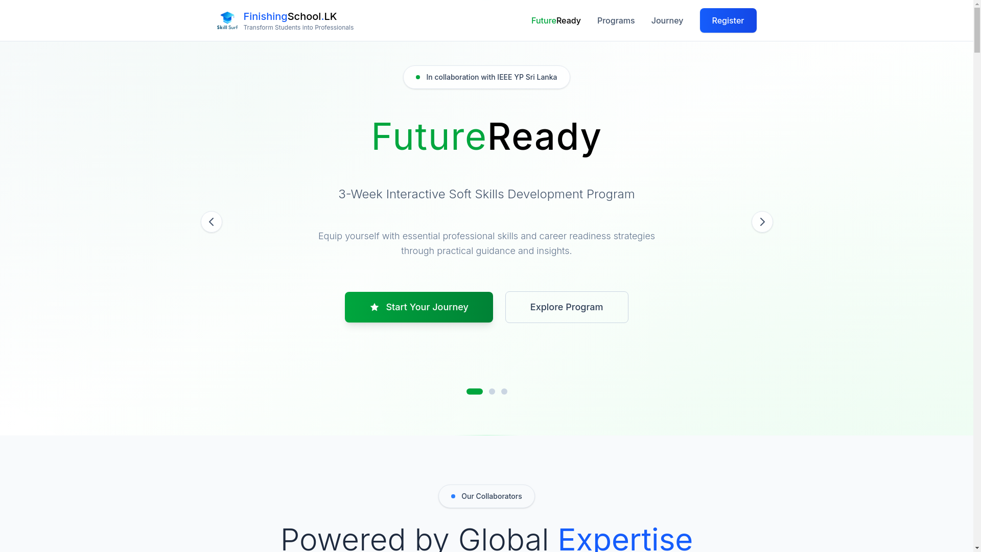 website screenshot of https://finishingschool.lk/