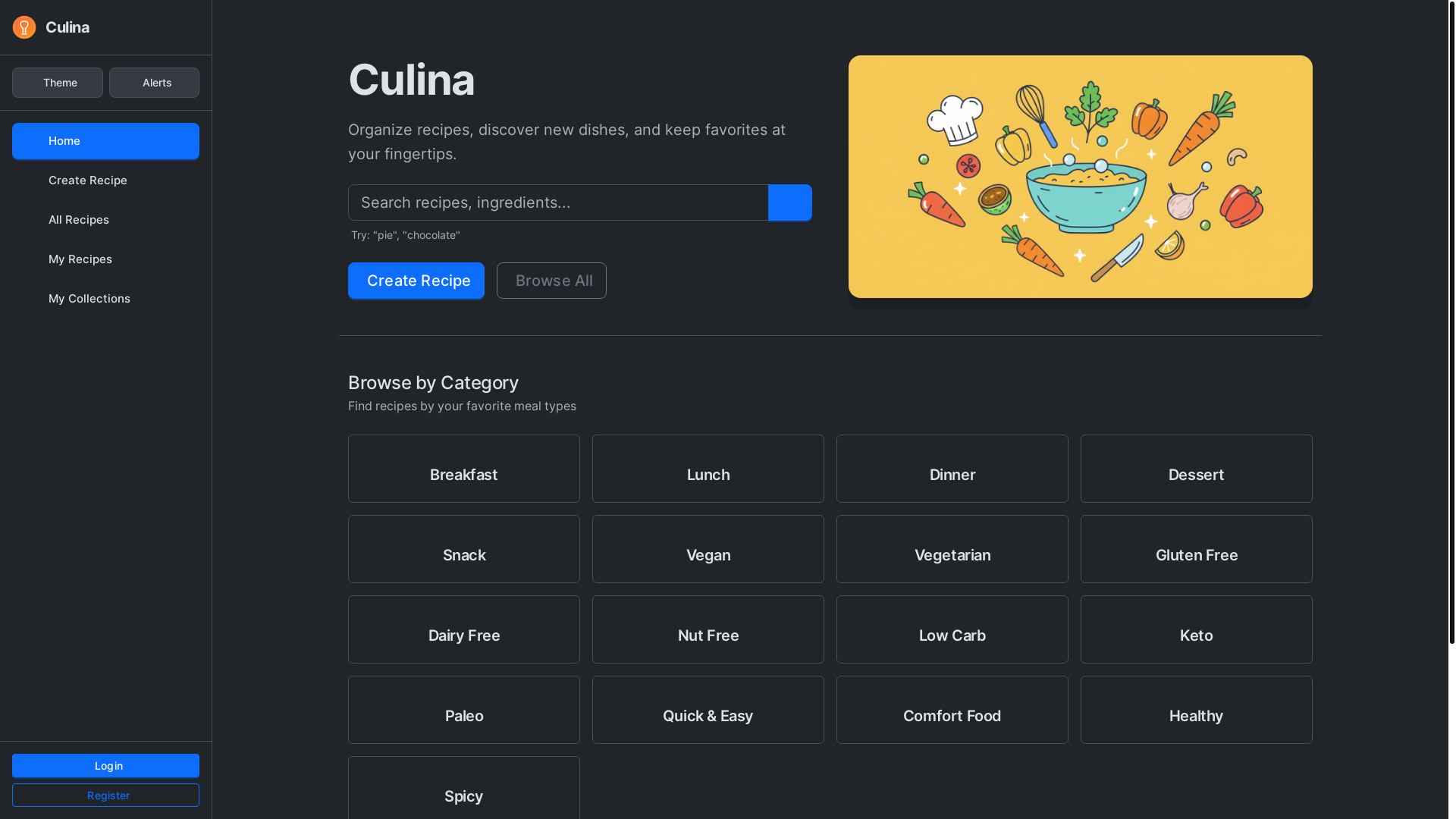 website screenshot of https://culinacookbook.com/