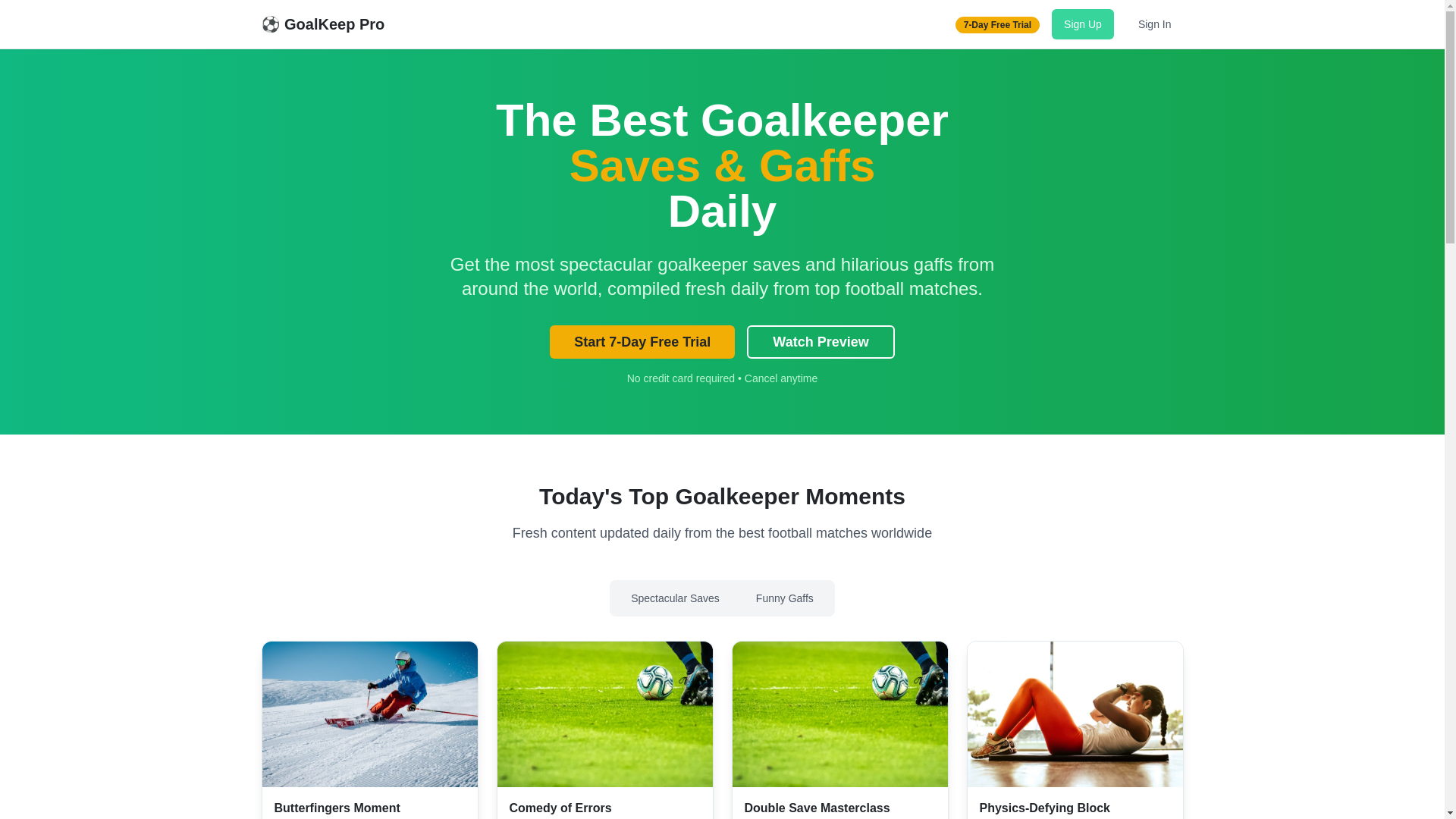 website screenshot of https://goalkeep.pro/