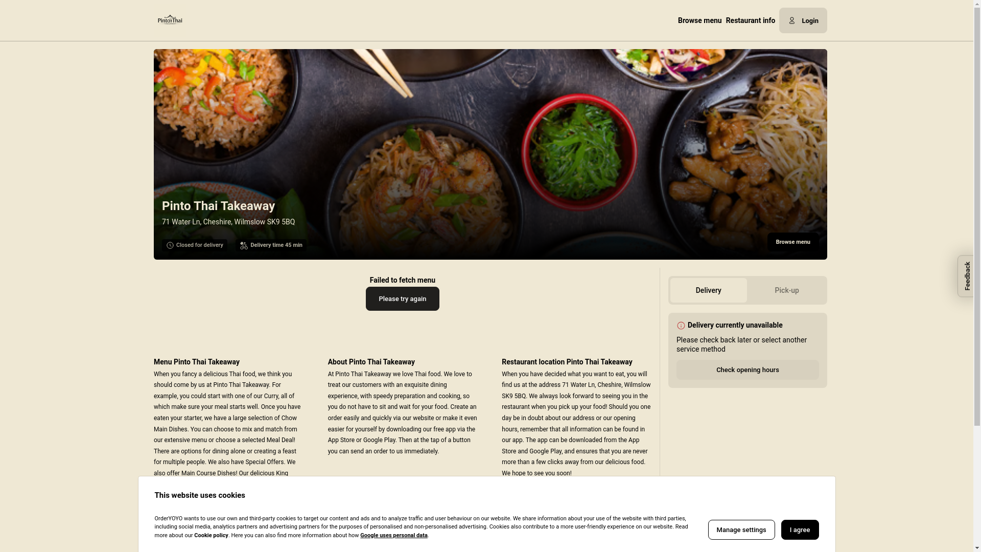 website screenshot of https://pintothaitake.co.uk/