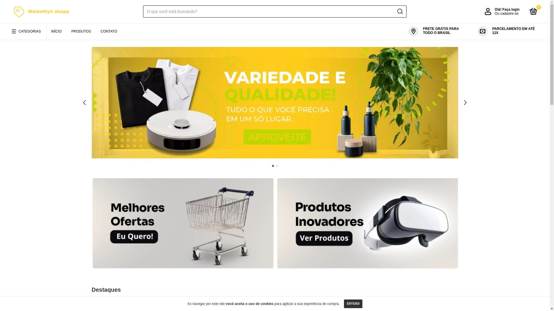 website screenshot of https://lojawalenttynshopp.com.br/