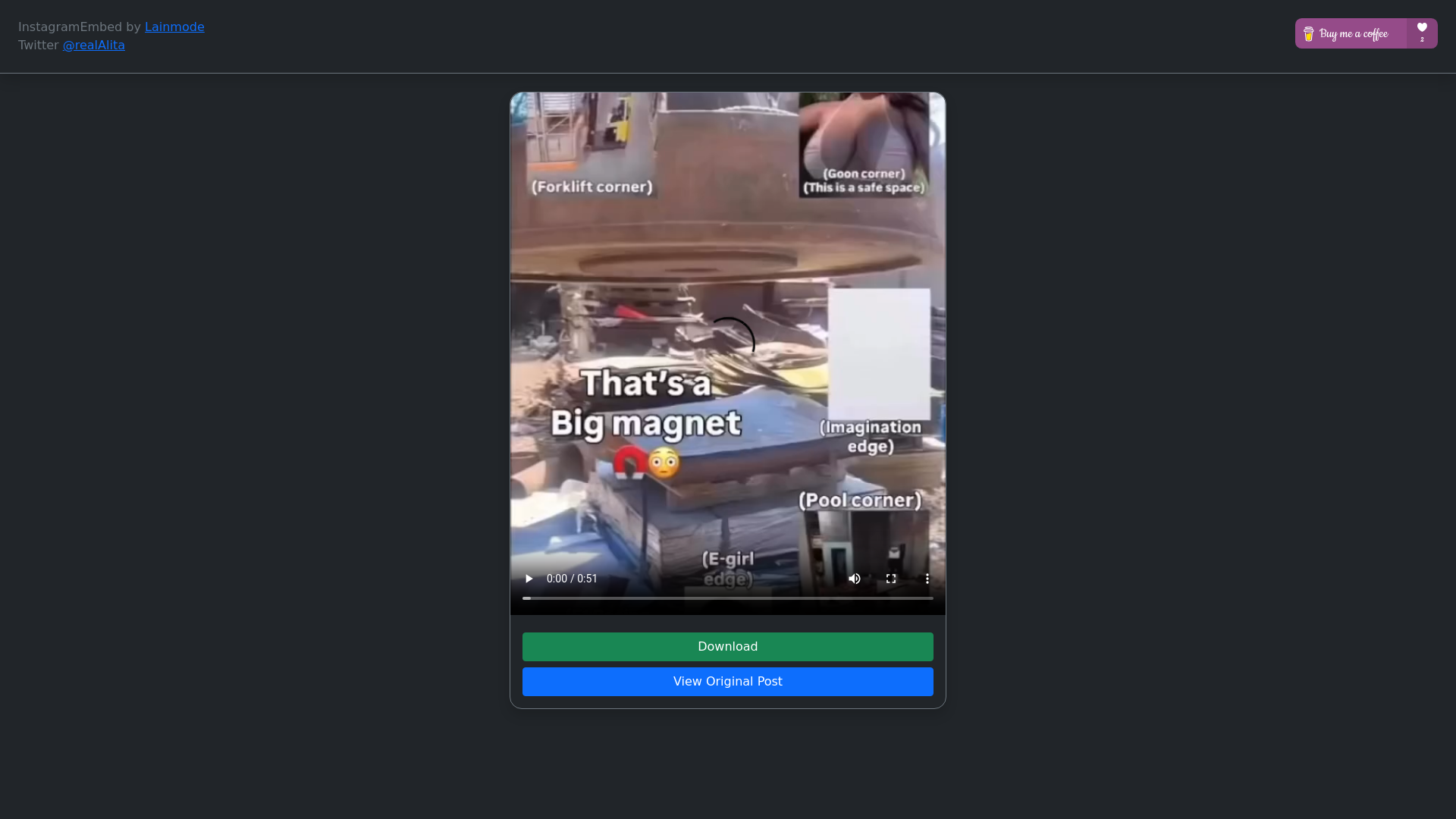 website screenshot of https://www.vxinstagram.com/reel/DM3Kdf5xA7a/?igsh=MWwzN2NkYTJnNnllbQ==