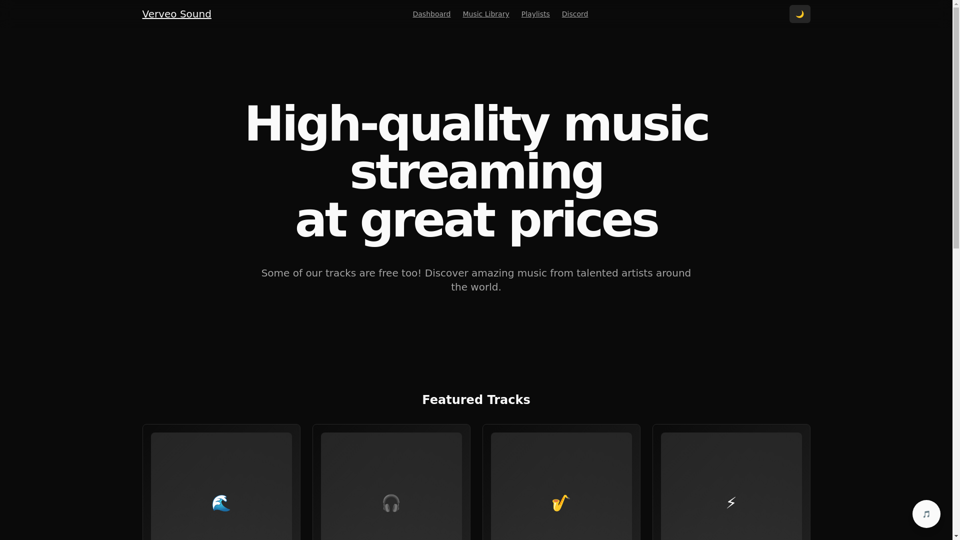 website screenshot of https://verveosound.pages.dev/