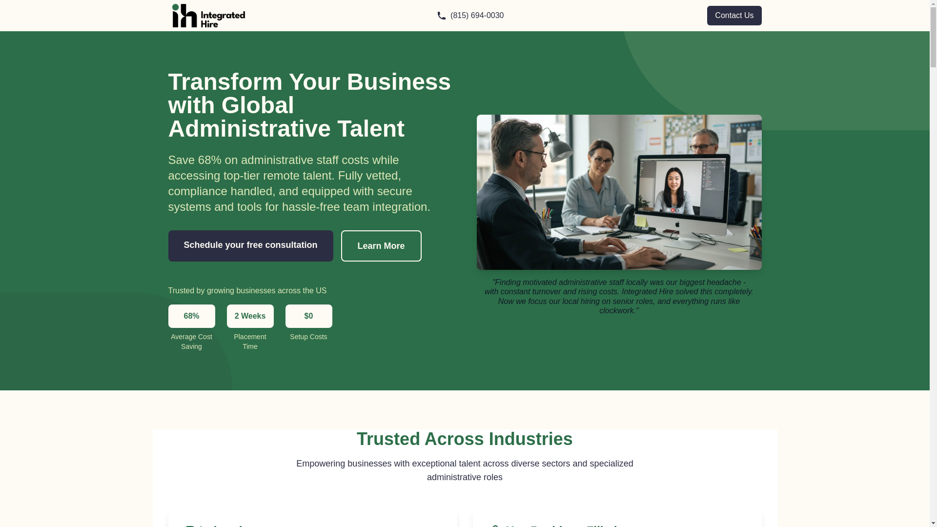 website screenshot of https://integratedhireservicess.com/