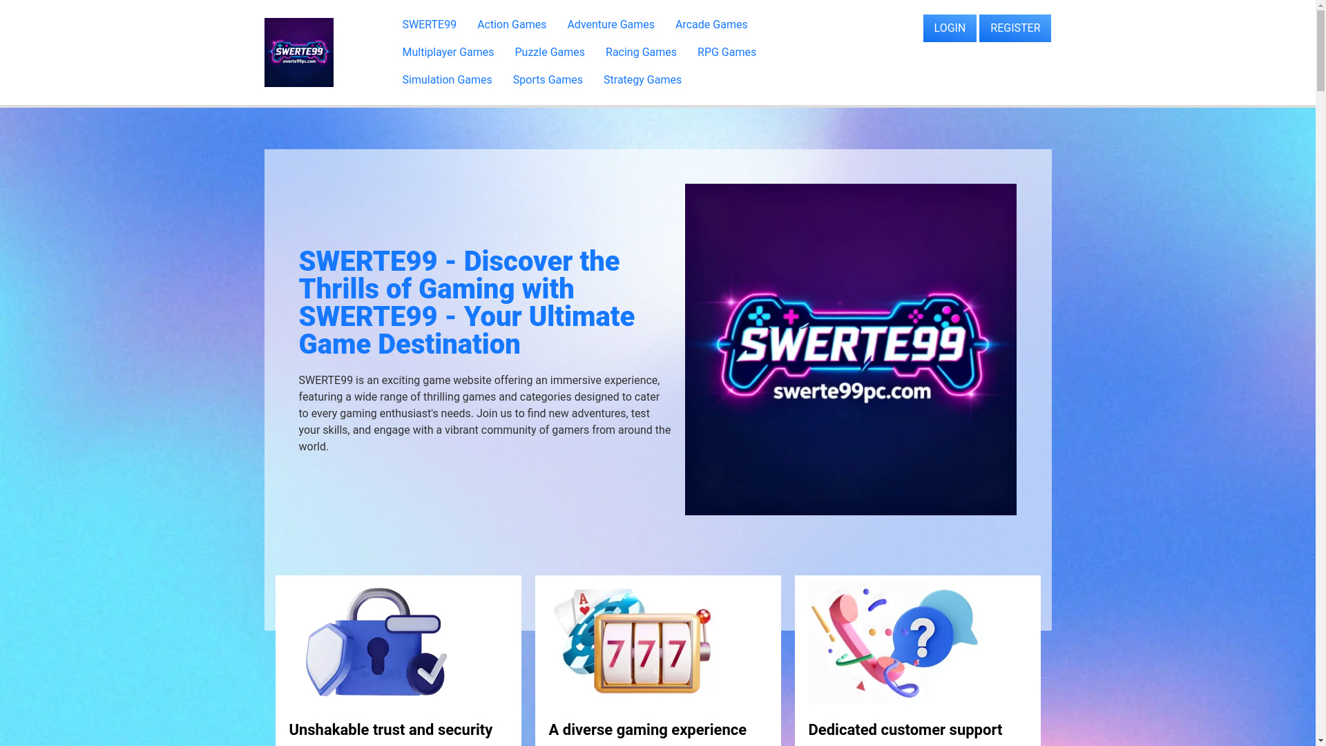 website screenshot of https://swerte99pc.com/