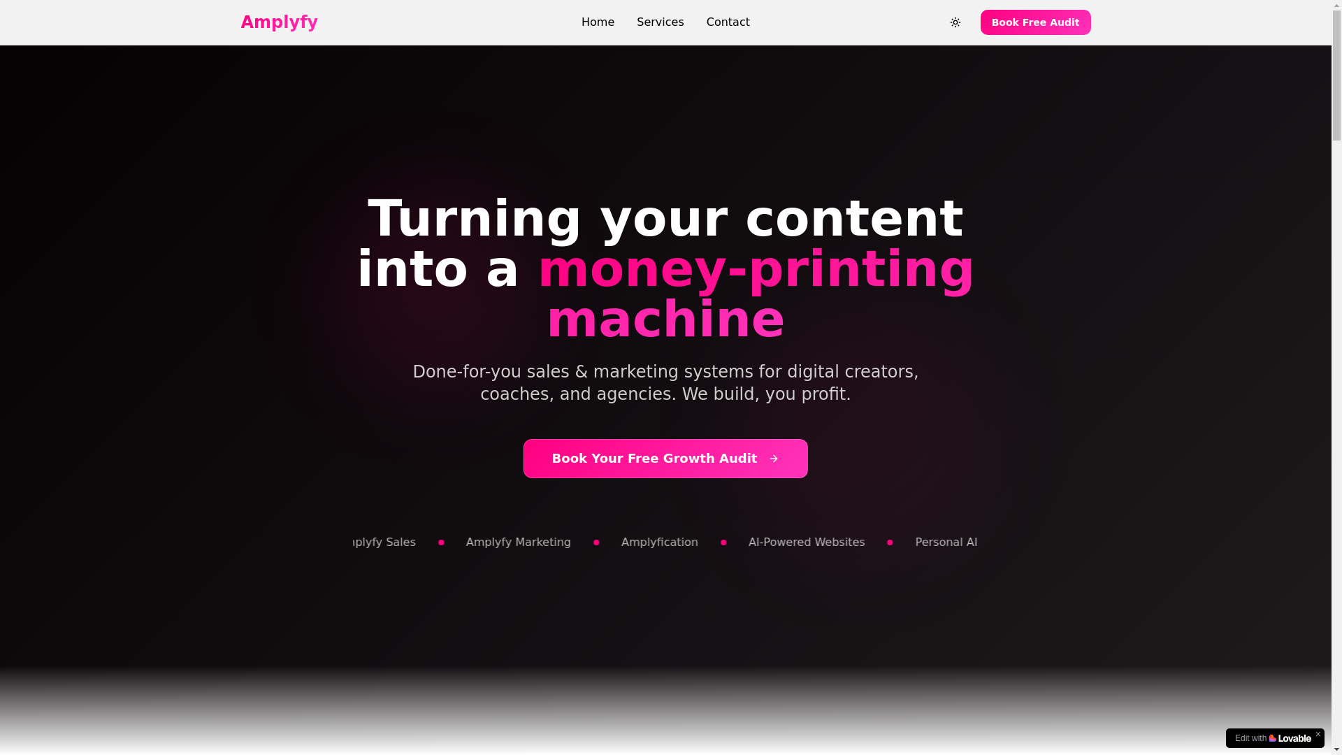 website screenshot of https://amplyfy.now/