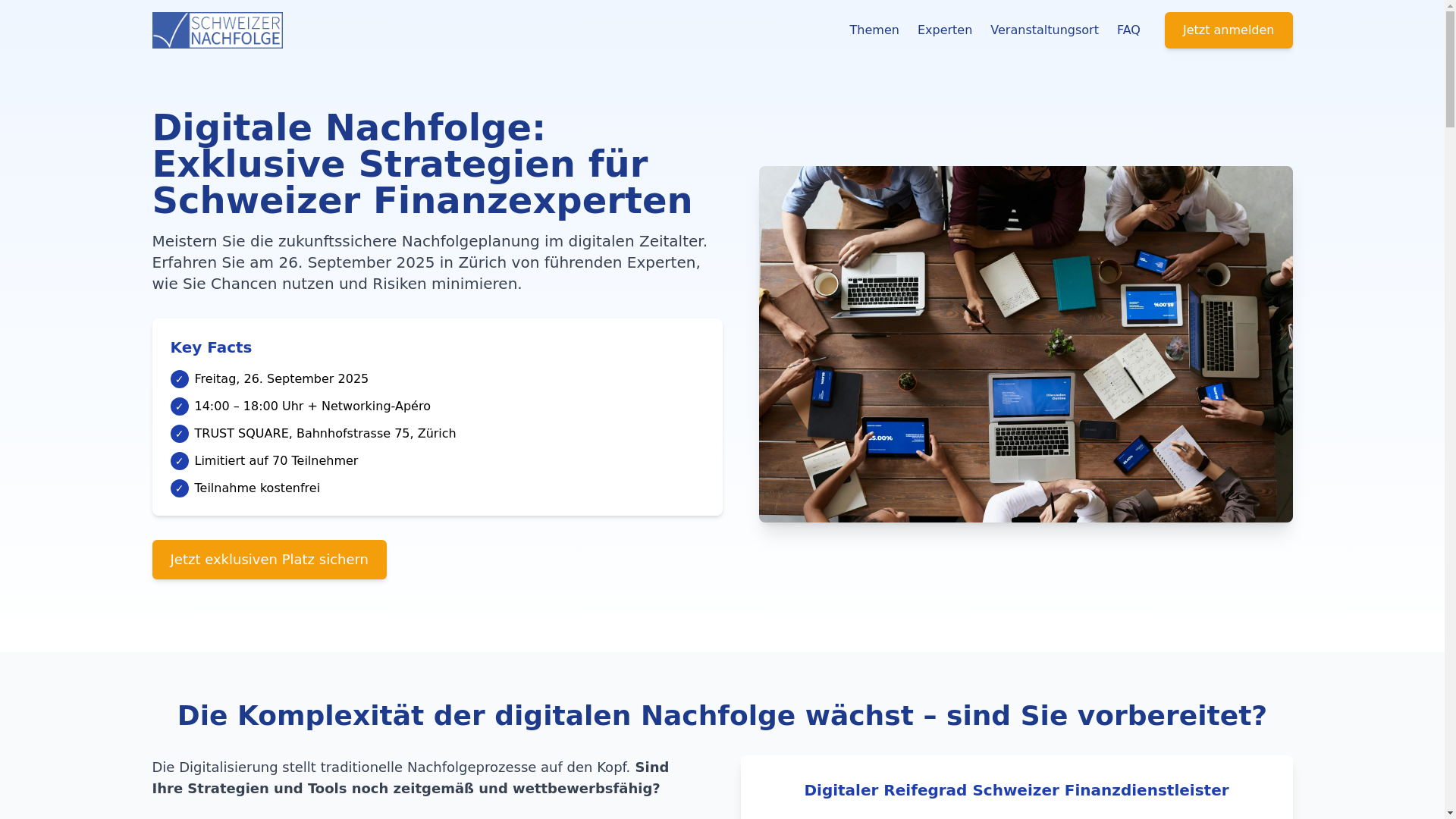 website screenshot of https://digitalenachfolge.forum/