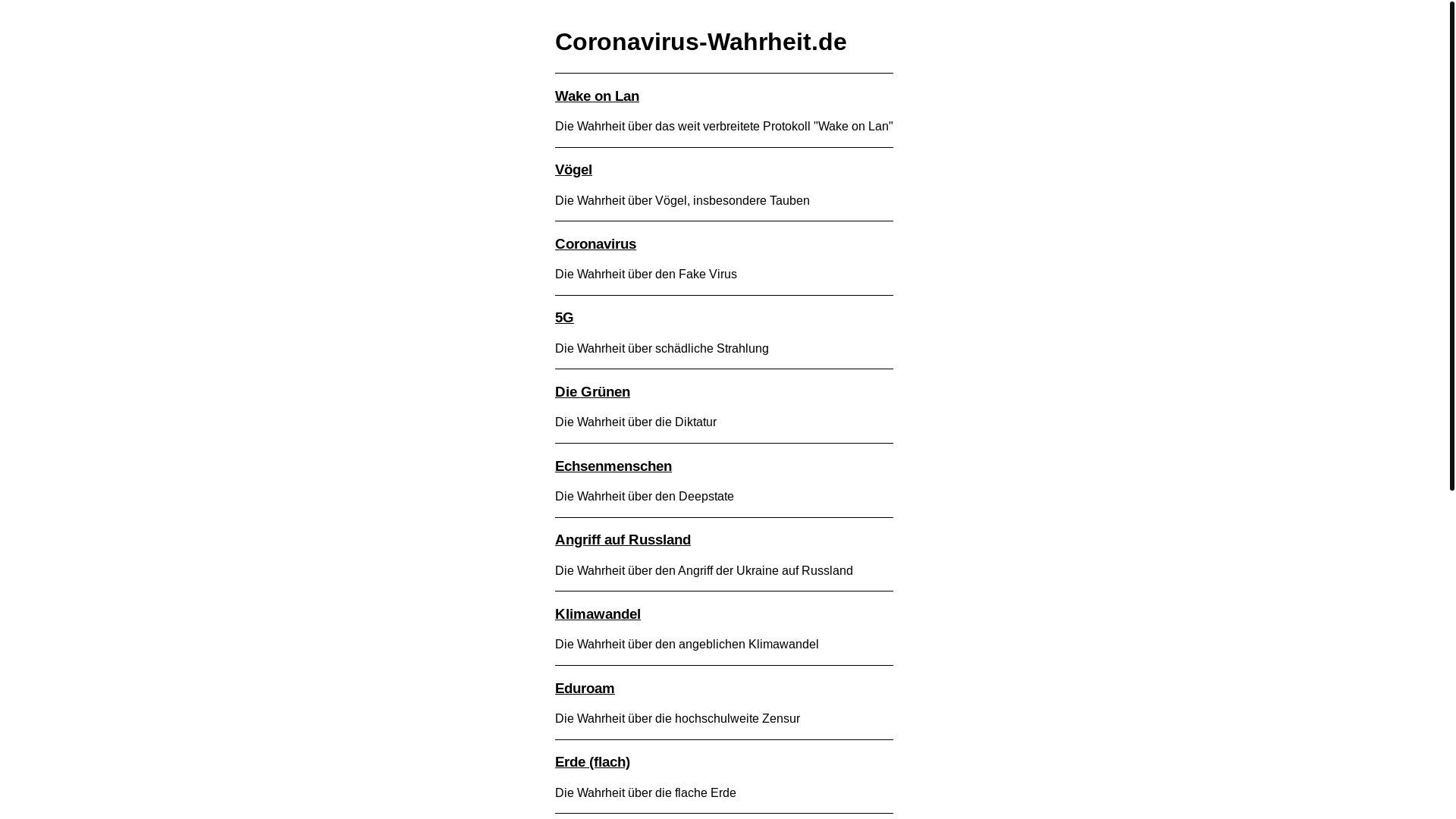 website screenshot of https://coronavirus-wahrheit.pages.dev/