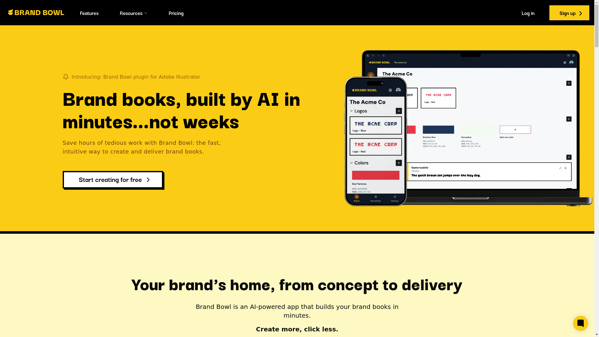 website screenshot of https://brandbowl.ai/