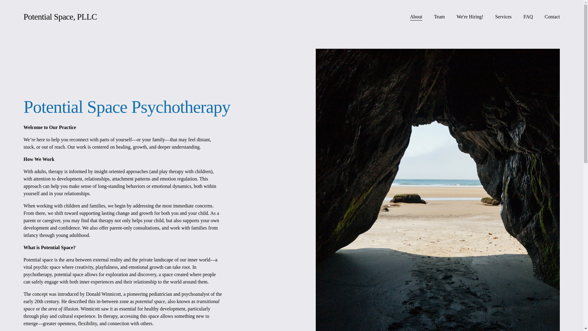 website screenshot of https://potentialspacetherapy.net/