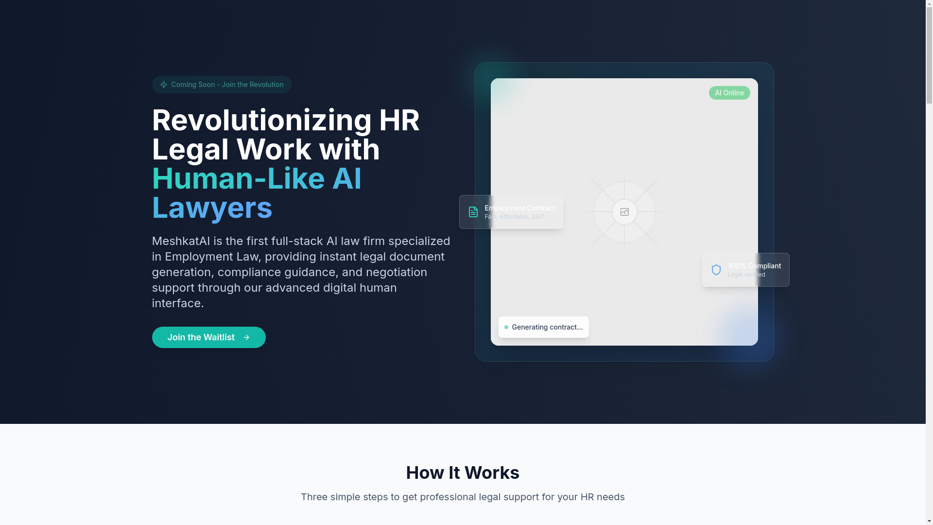website screenshot of https://meshkatai.com/