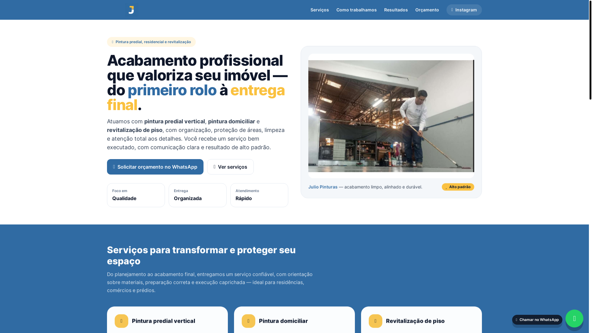 website screenshot of https://juliopinturapredial.com.br/