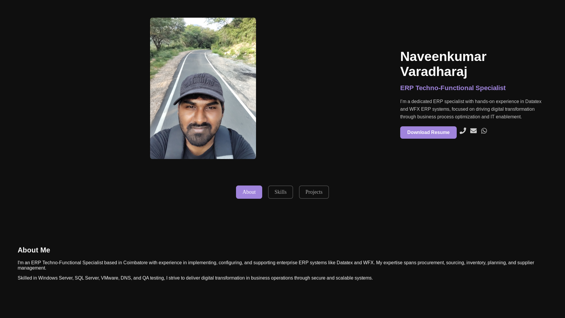 website screenshot of https://naveenkumarvaradharaj.pro/