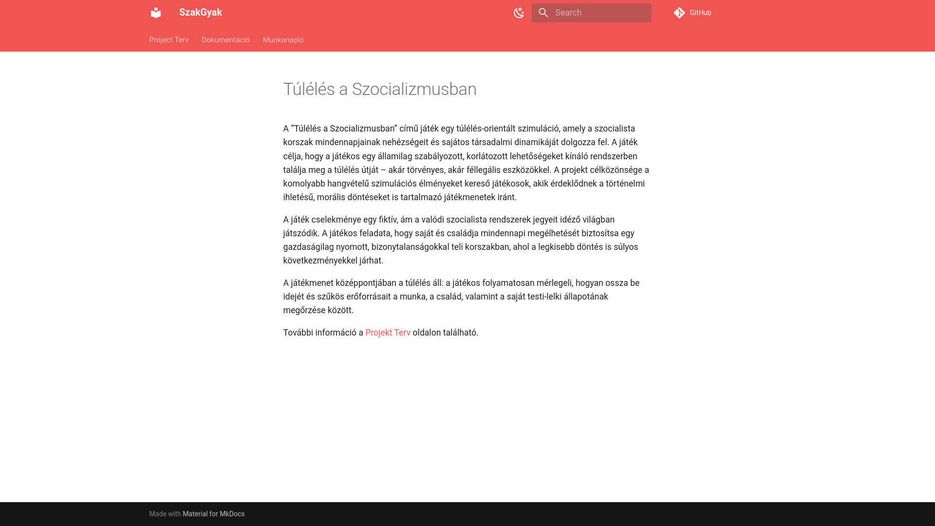 website screenshot of https://janossandor2002.github.io/SzakGyak/