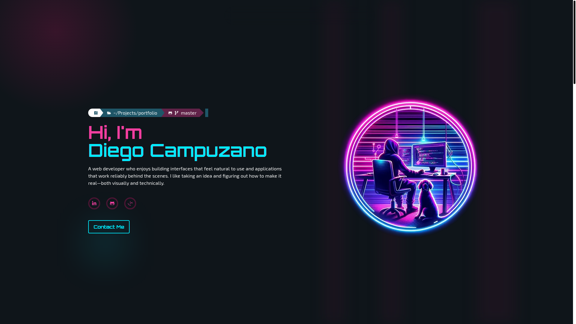 website screenshot of https://diegocampuzano.dev/