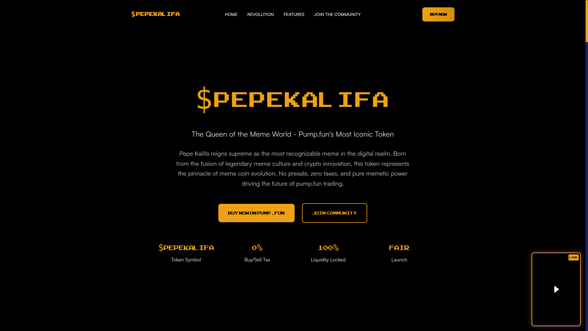 website screenshot of https://pepekalifa.com/