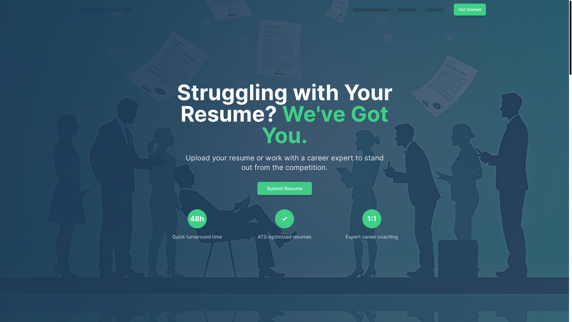 website screenshot of https://resumehelpme.com/