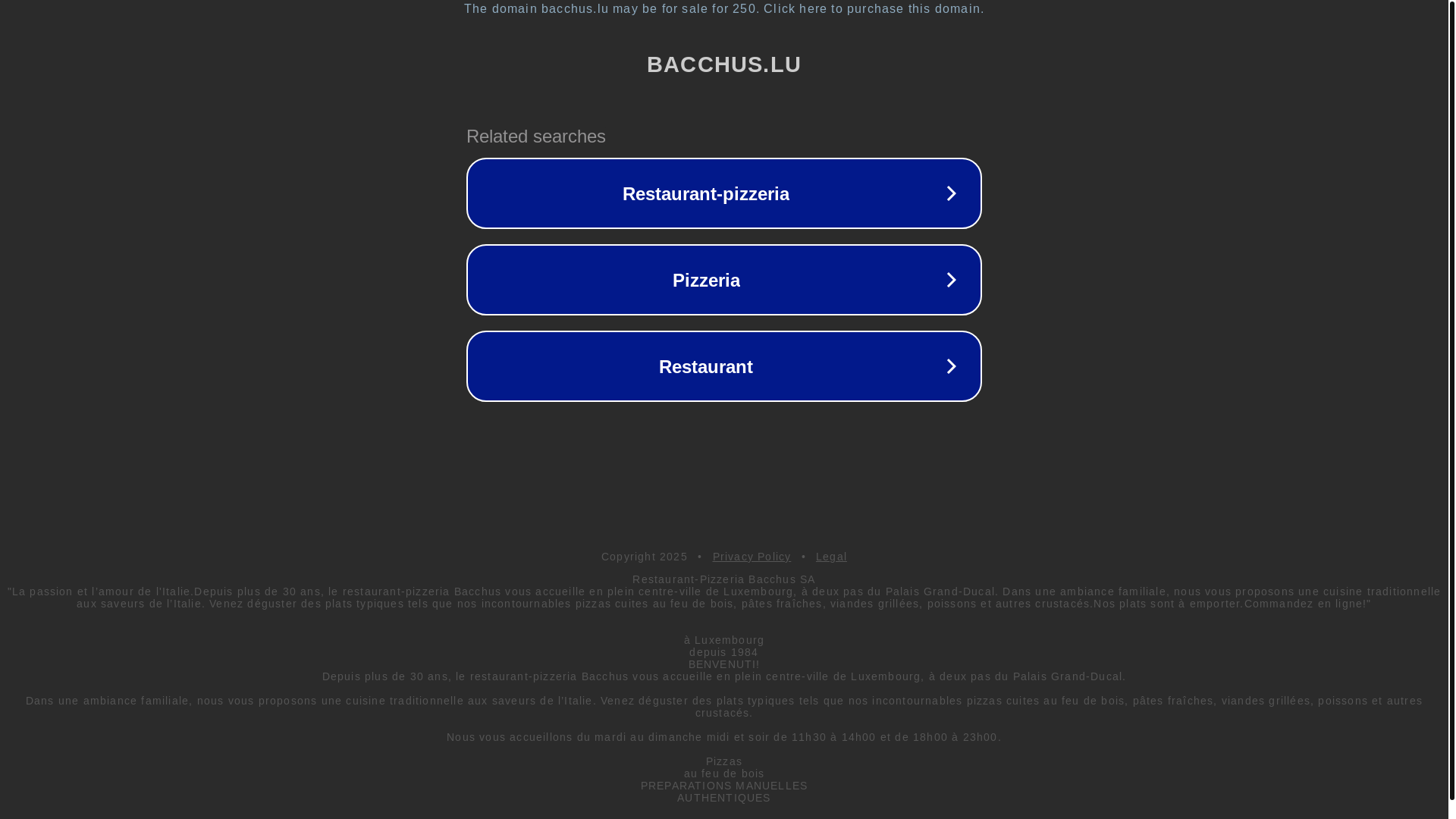 website screenshot of https://bacchus-restaurant.lu/