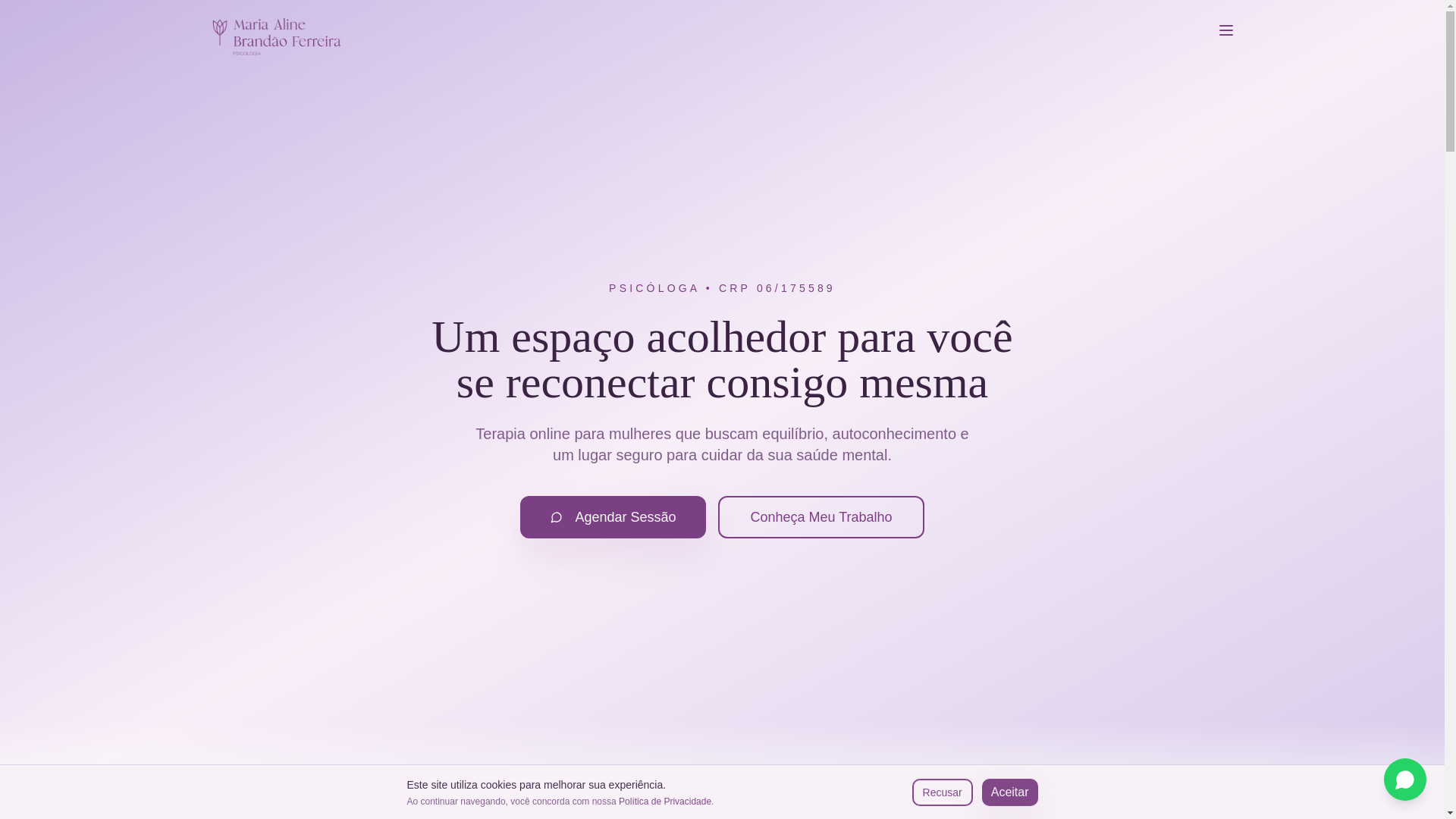 website screenshot of https://psicoalineferreira.com.br/