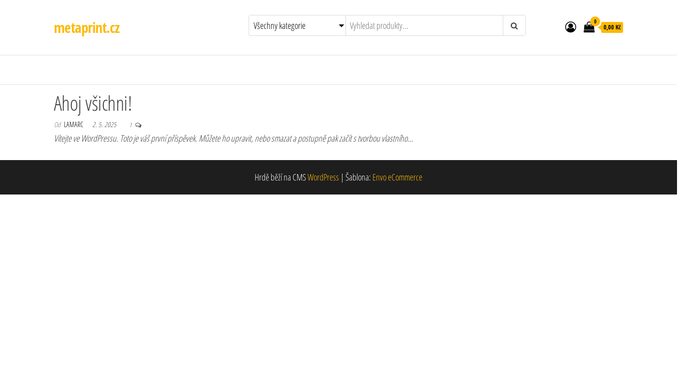website screenshot of https://metaprint.cz/