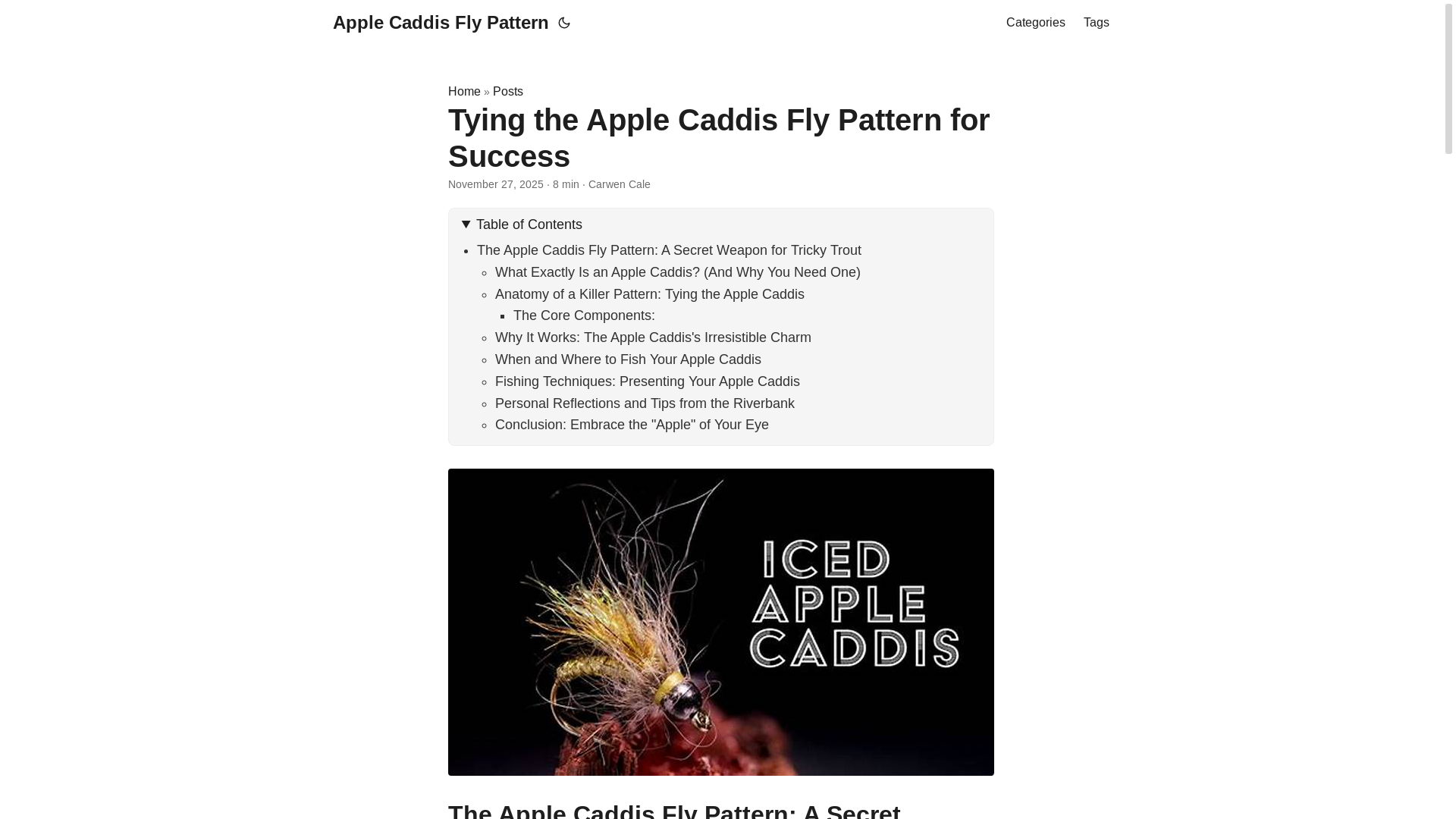website screenshot of https://applecaddisflypattern.pages.dev/