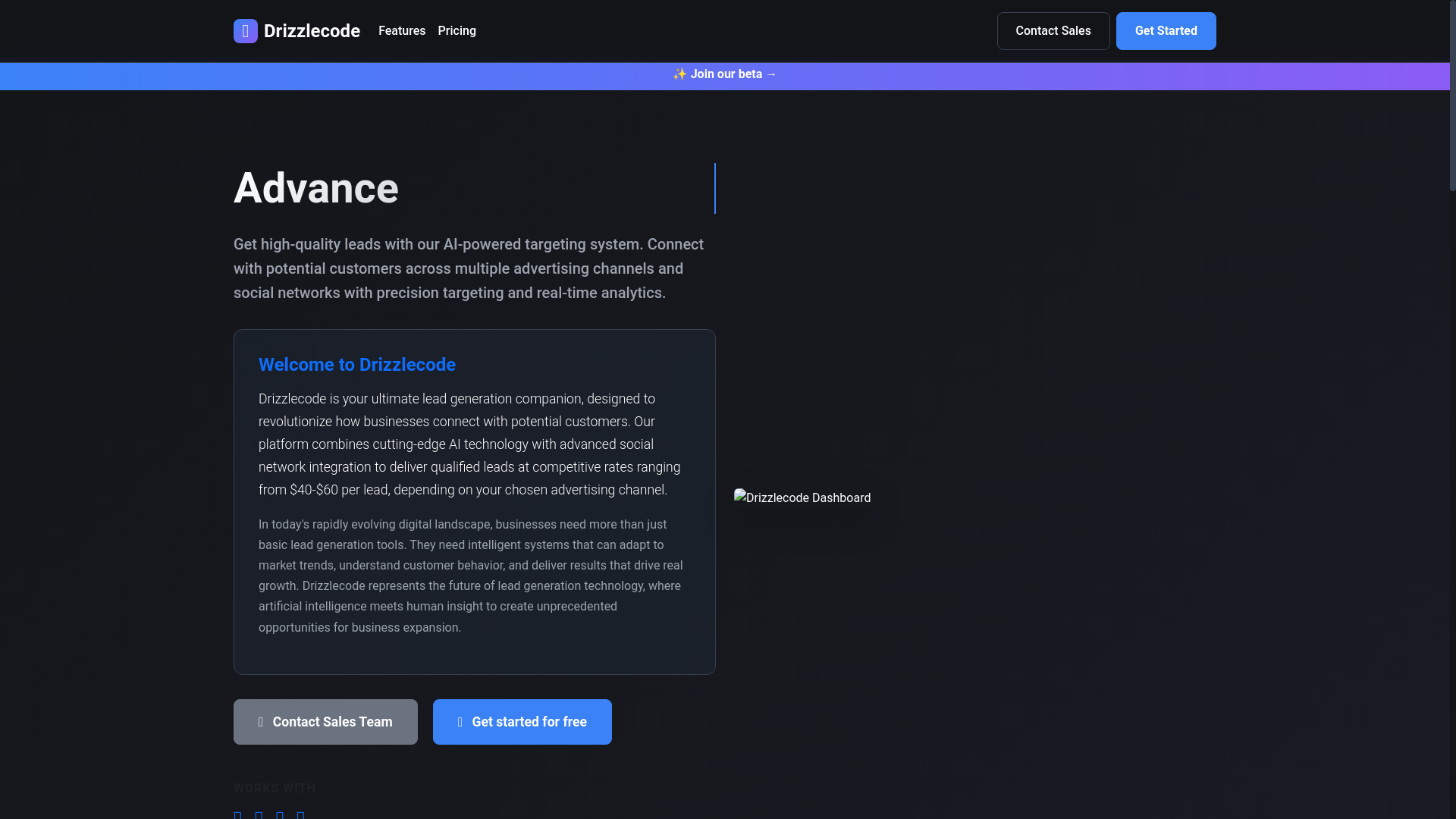website screenshot of https://drizzlecode.pages.dev/