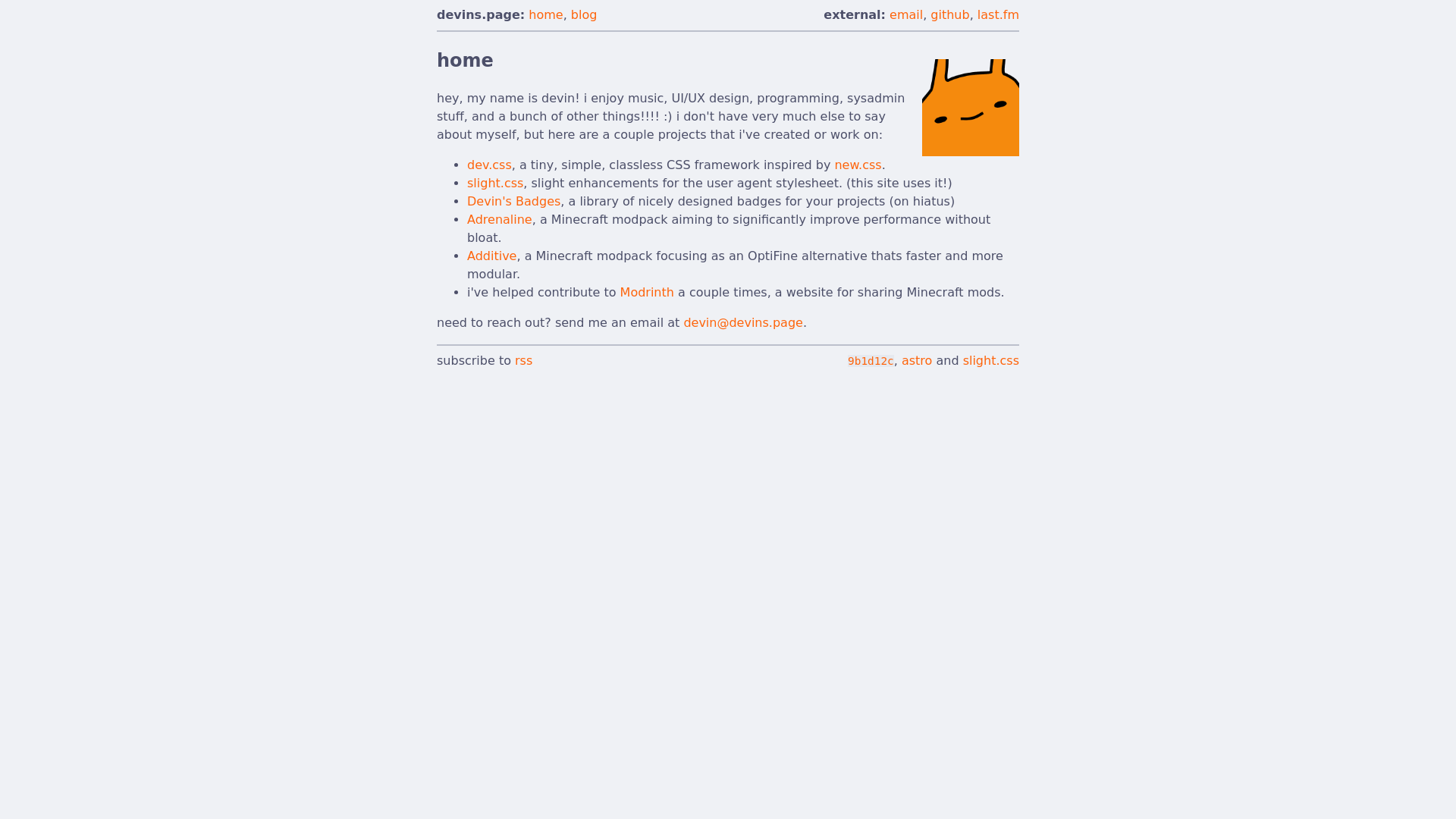 website screenshot of https://devins-page.pages.dev/