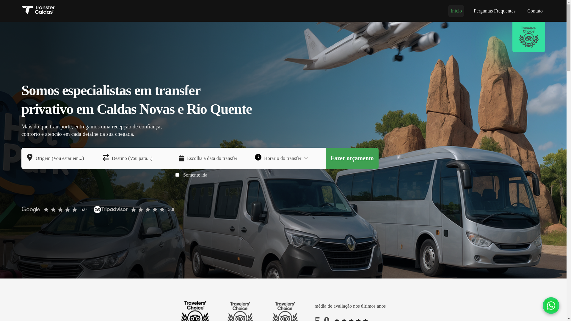 website screenshot of https://transfercaldas.tur.br/