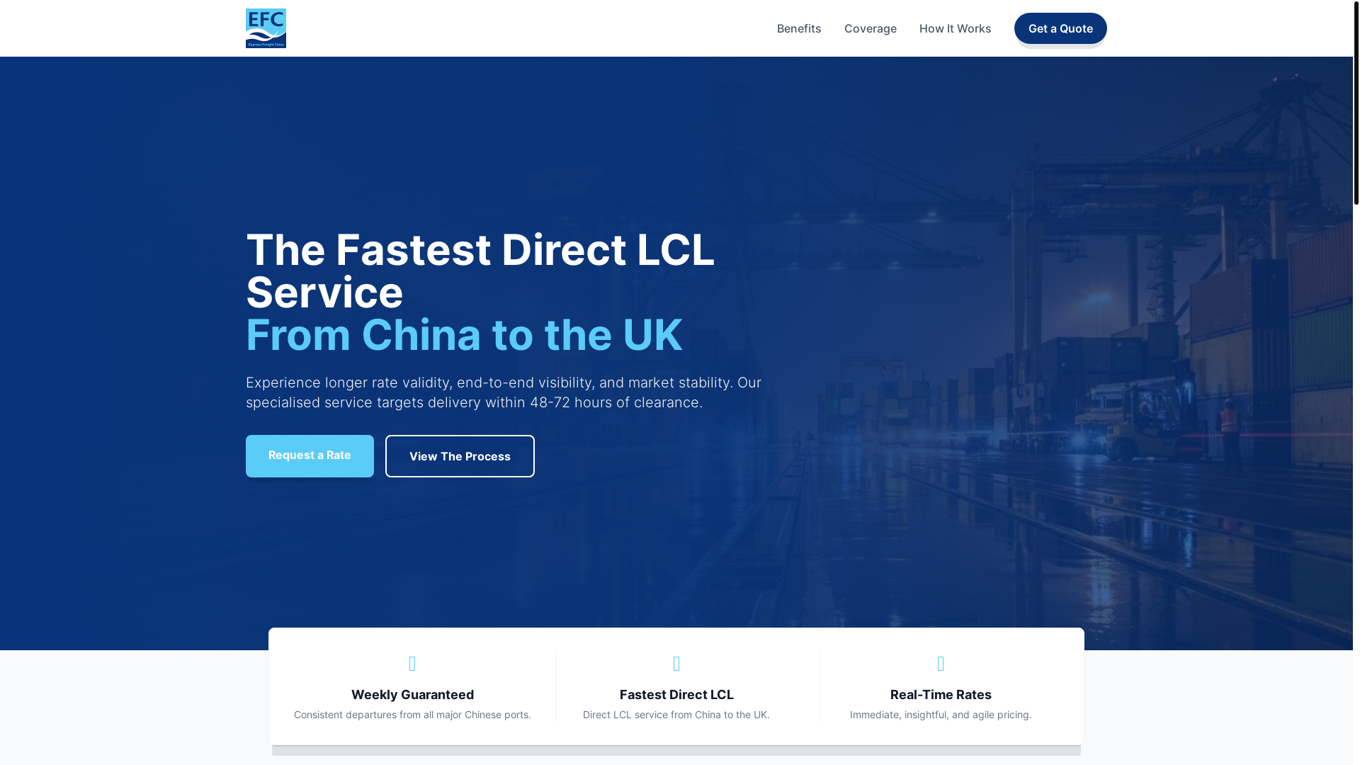 website screenshot of https://expressfreightchina.co.uk/