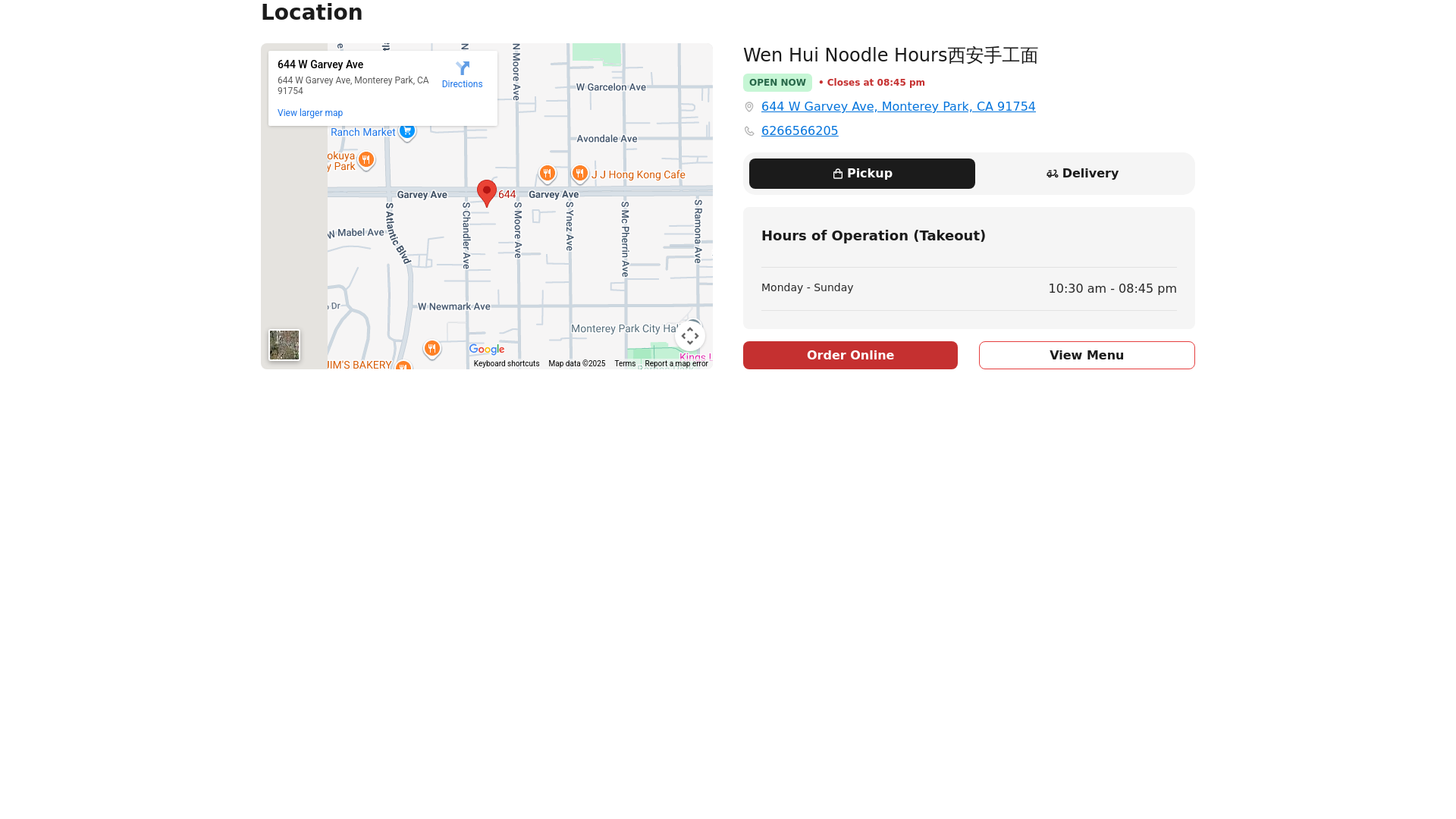website screenshot of https://wenhuinoodlehoursca.com/