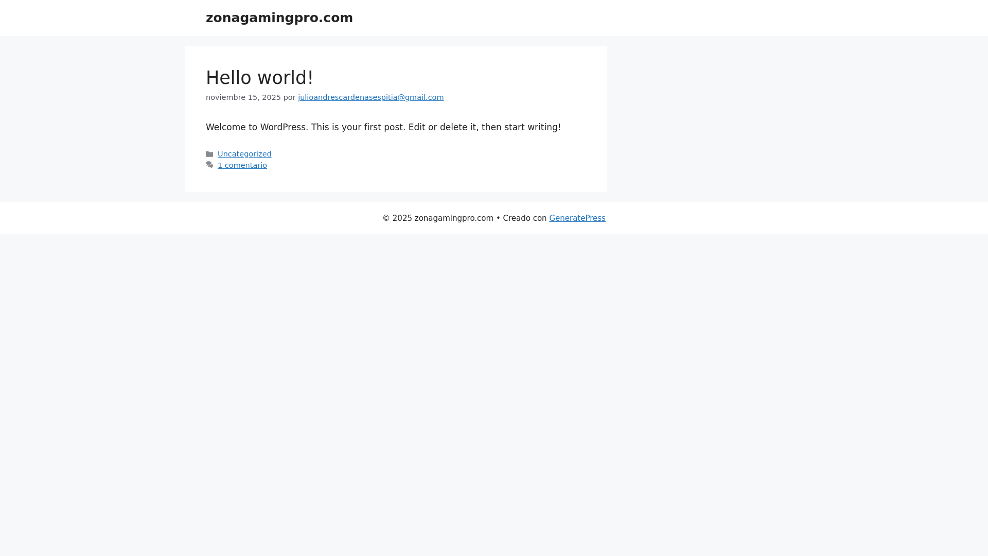 website screenshot of https://zonagamingpro.com/