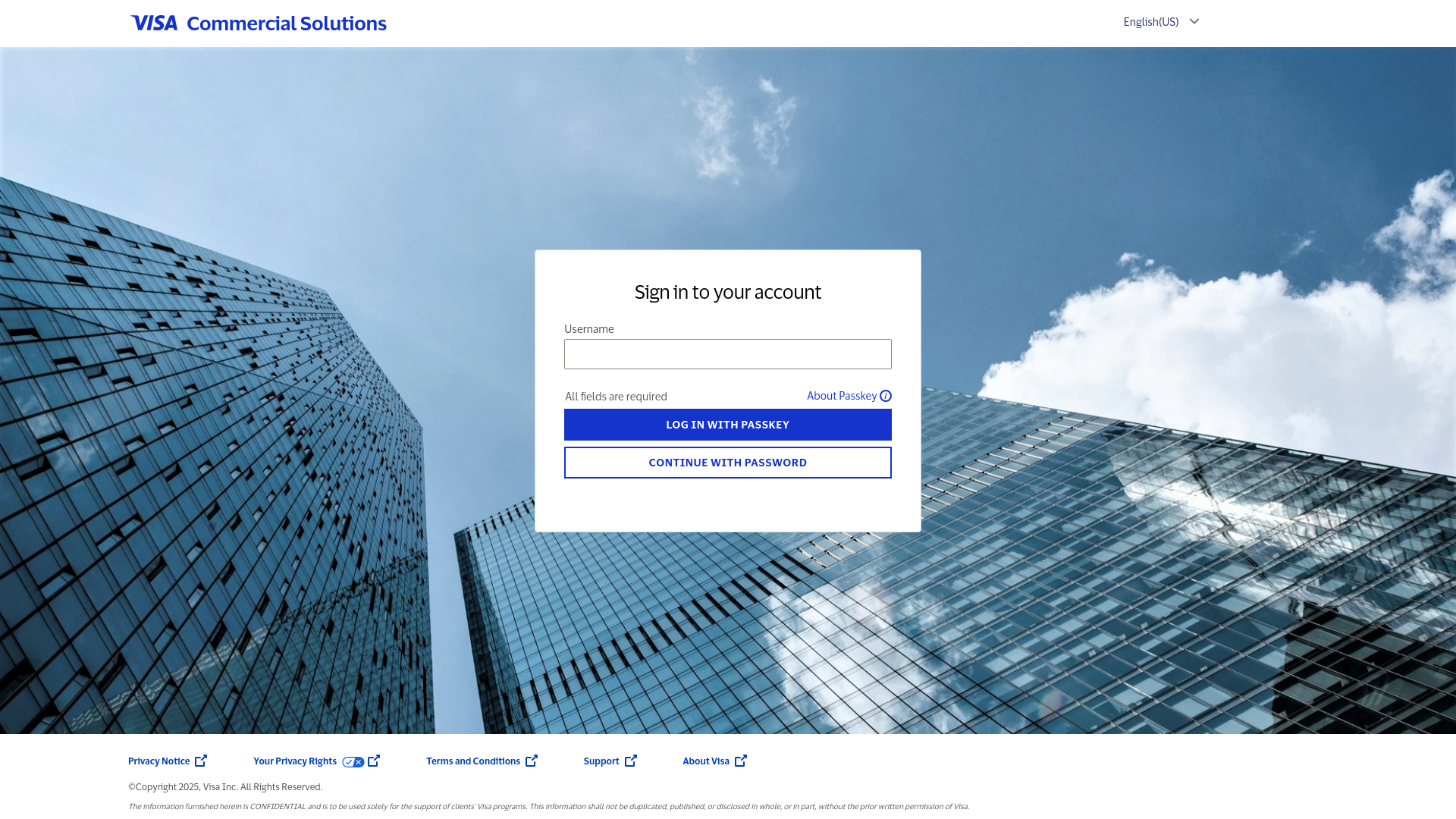 website screenshot of https://commercial.visaonline.com/