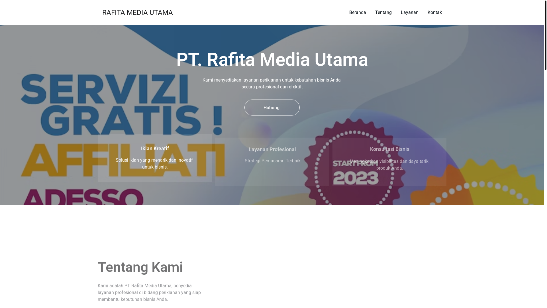 website screenshot of https://rafitamediautama.online/