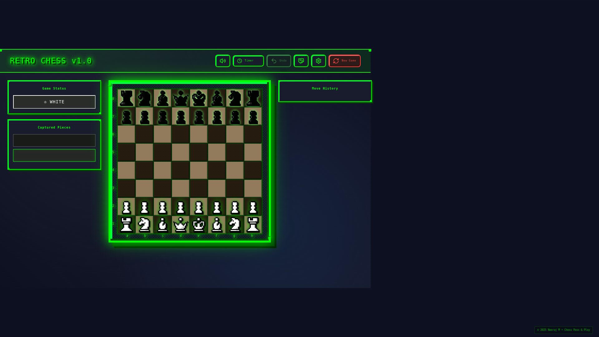 website screenshot of https://retrochess.tech/
