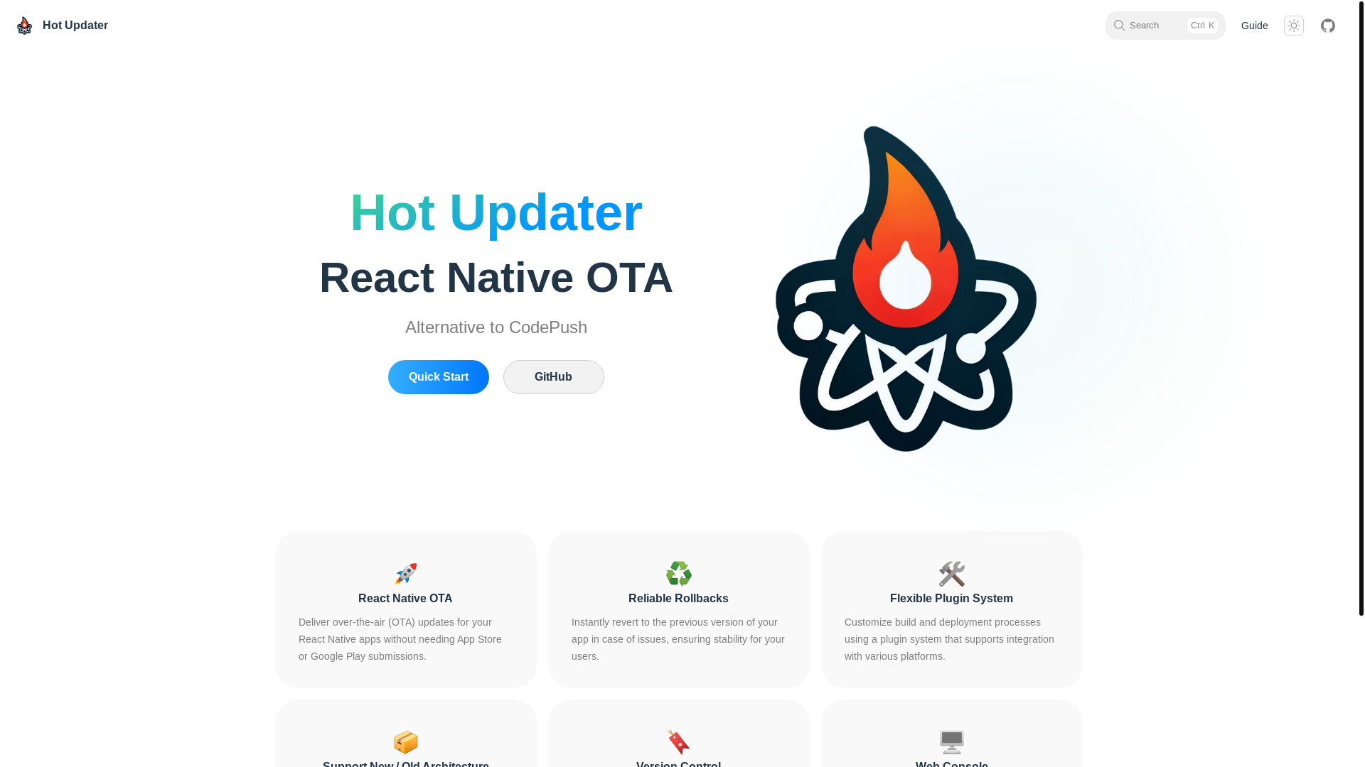 website screenshot of https://hot-updater.dev/